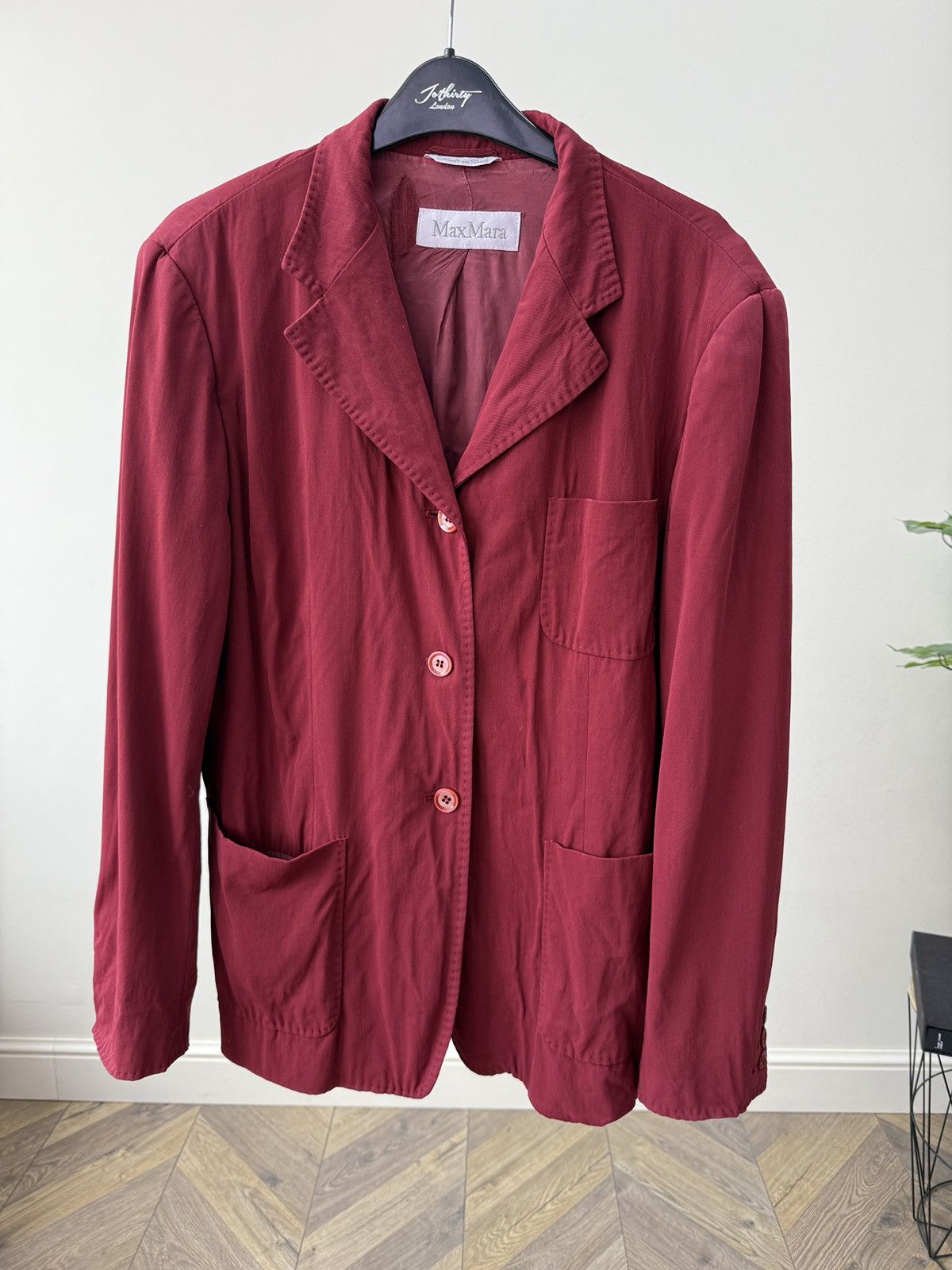 Max Mara Max Mara Women’s Burgundy Blazer Jacket Vintage 3 Button Size M / US 6-8 / IT 42-44 - 2 Thumbnail
