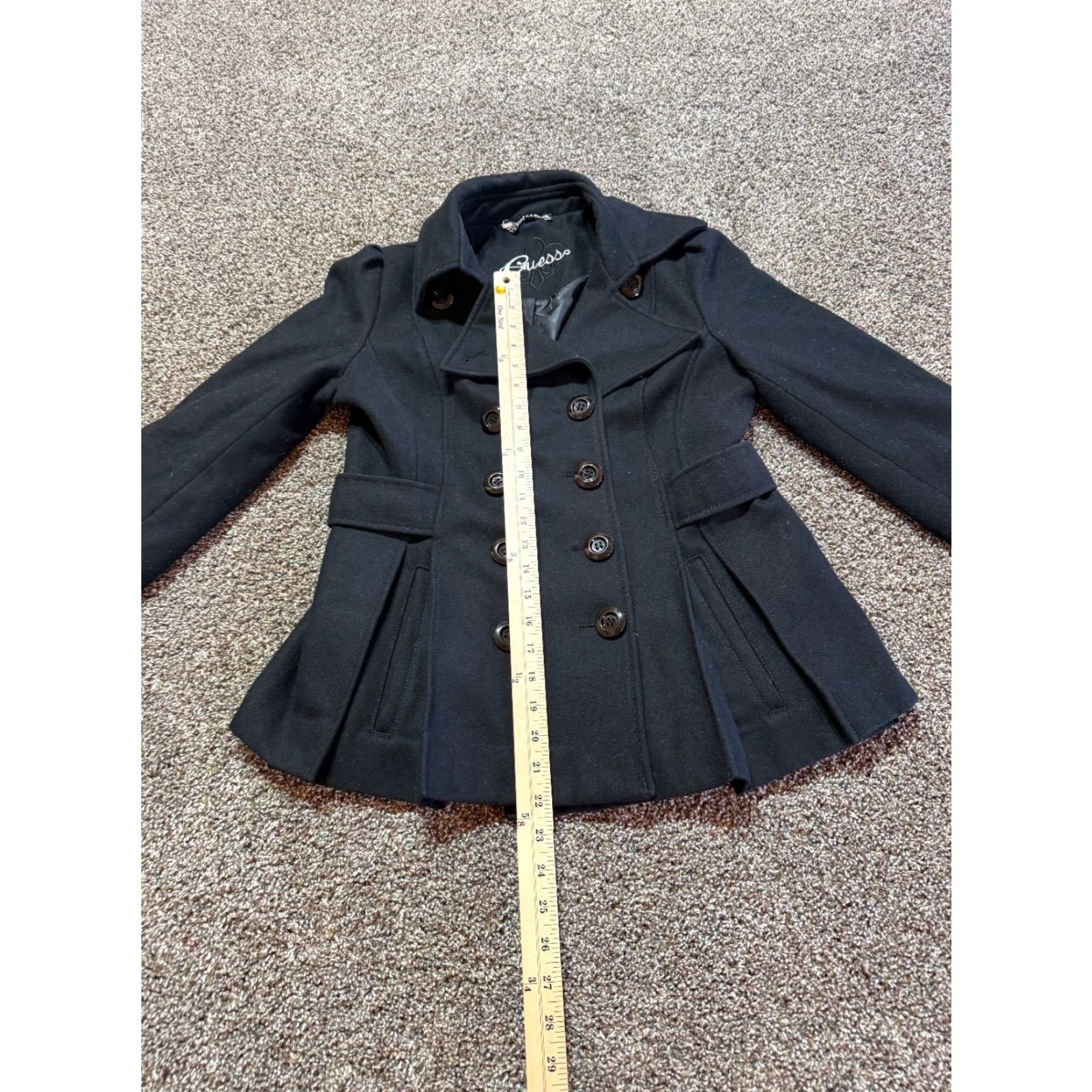 Guess Guess Womens Jacket Black Pea Coat Wool Blend Button Front Medium Size M / US 6-8 / IT 42-44 - 7 Thumbnail