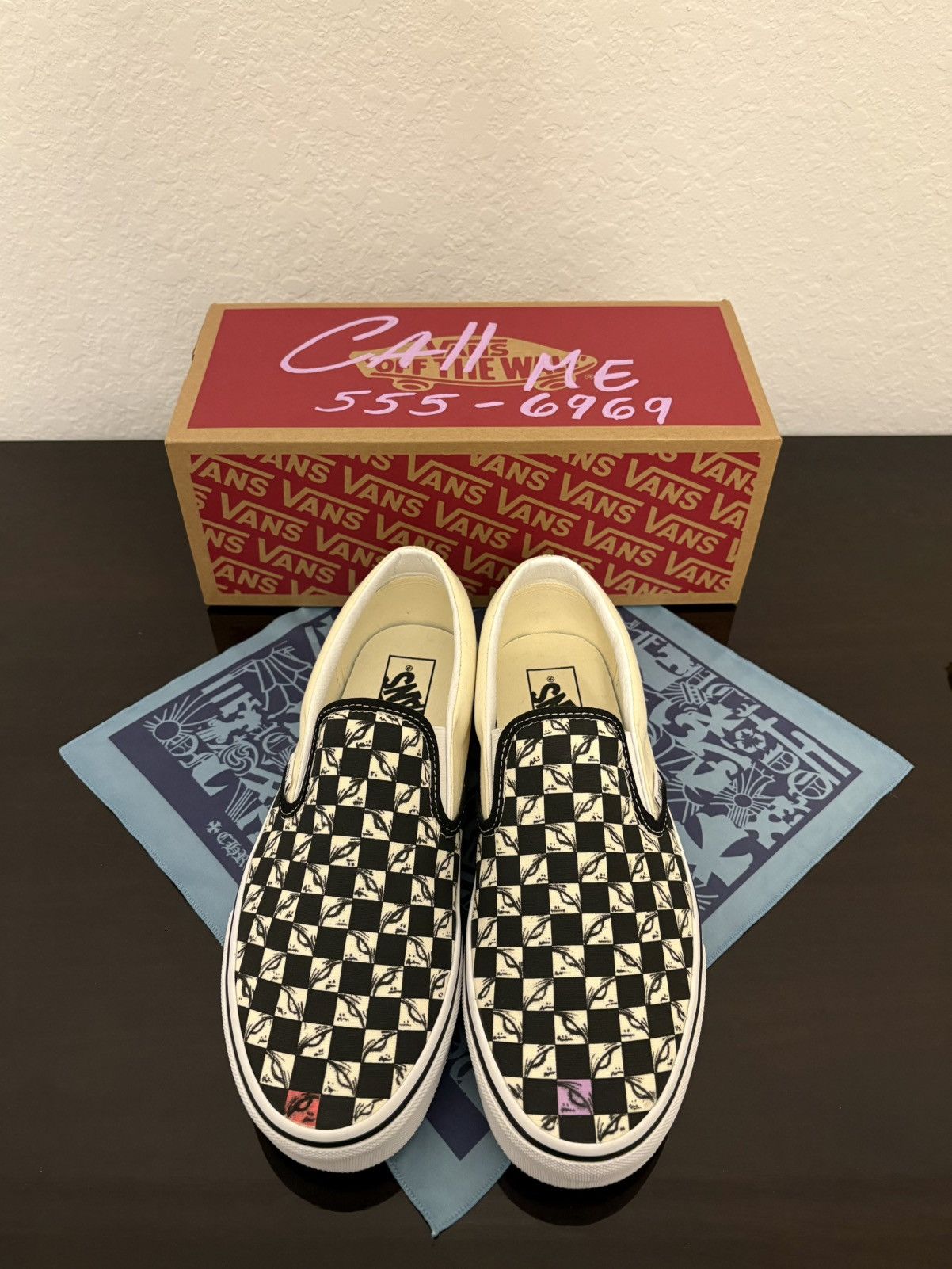 Vans Custom Matty Boy Inspired 99 White Checkered Slip On Vans Size US 8.5 / EU 41-42 - 2 Thumbnail
