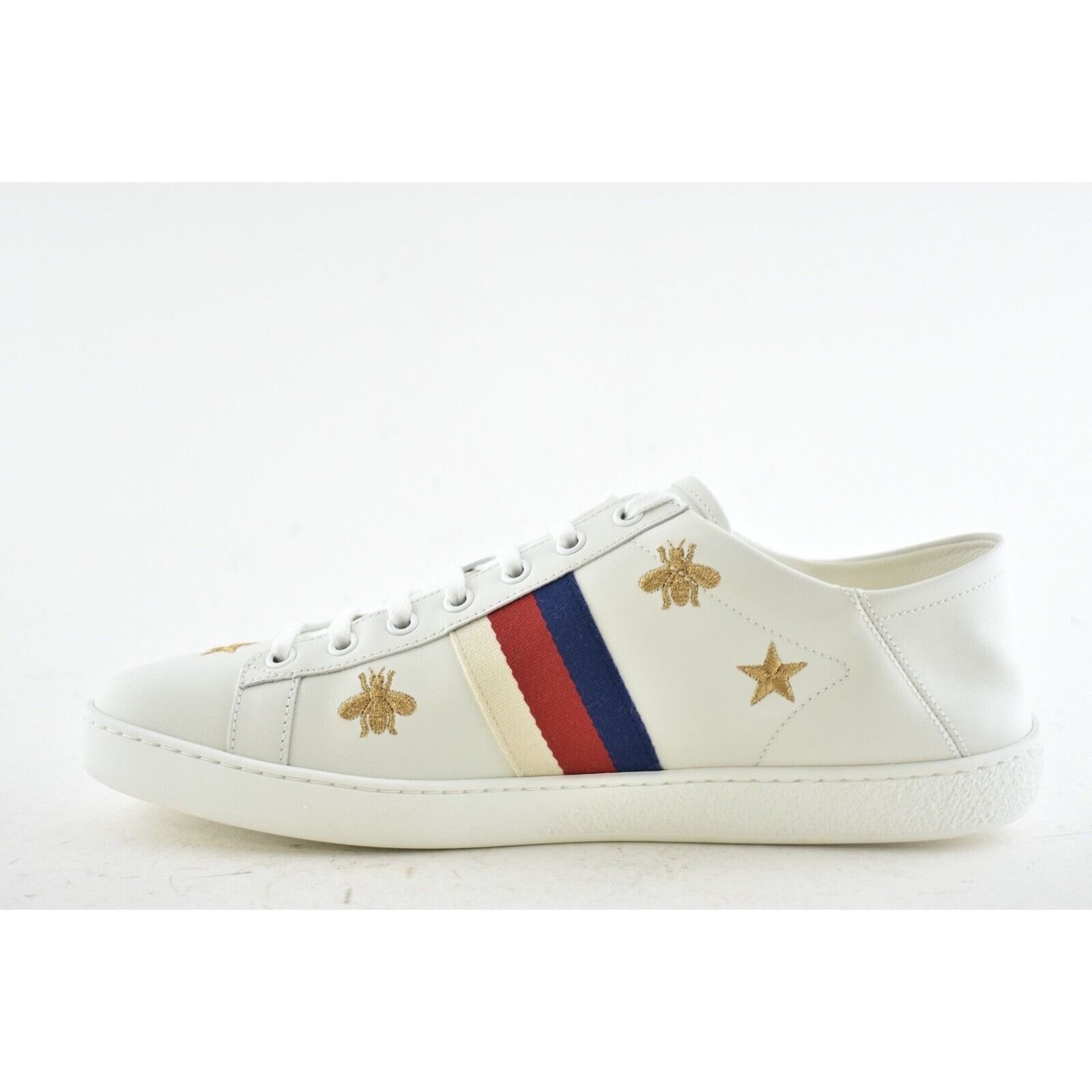 Gucci Gucci White Star Bee Gold Flat Low Top Lace Up Tie Sneaker Size US 12 / IT 42 - 8 Thumbnail