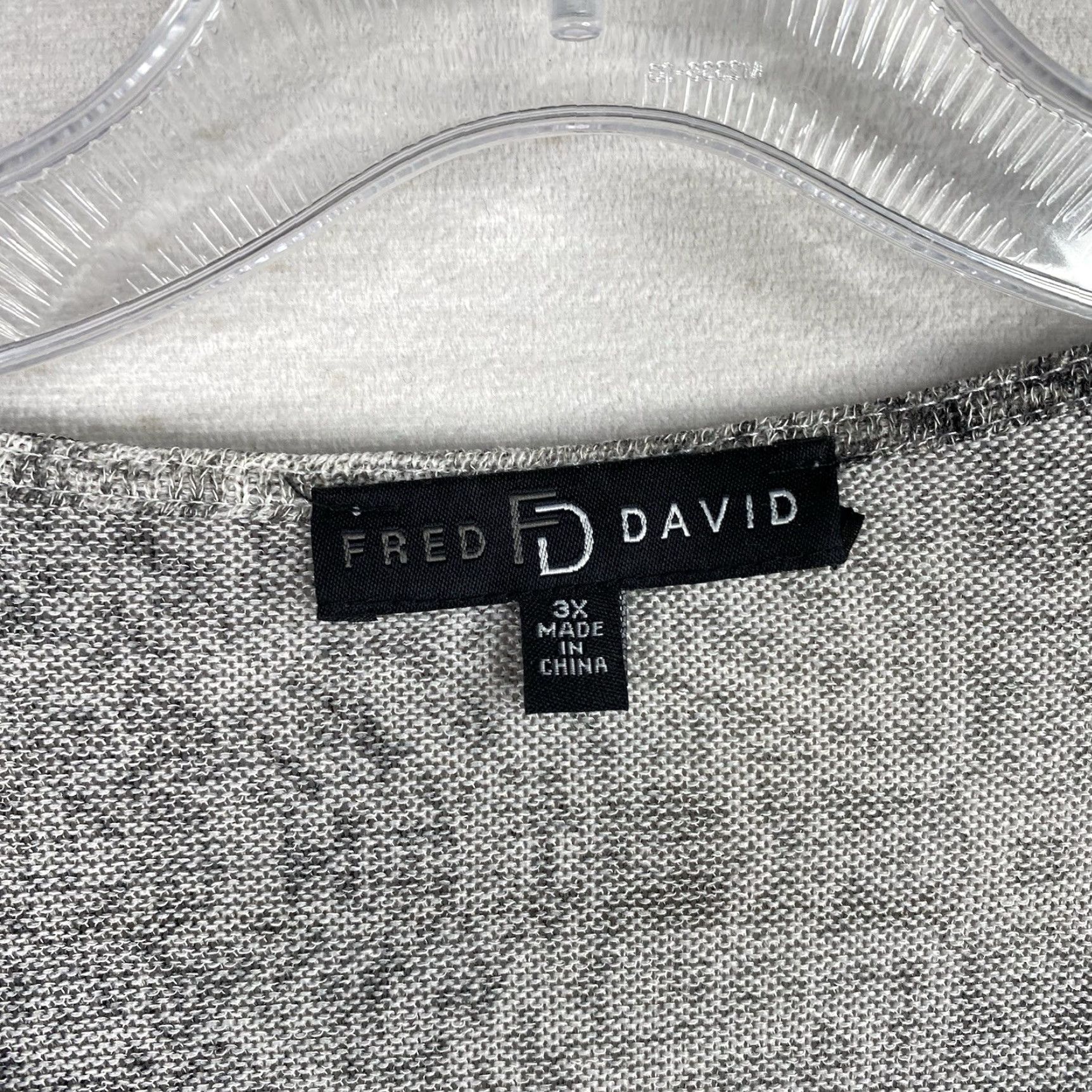 Vintage Fred David Tunic Womens 3X Black White Tie V Neck Fleece Knit Strech Relaxed Size XXL / US 16-18 / IT 52-54 - 3 Thumbnail