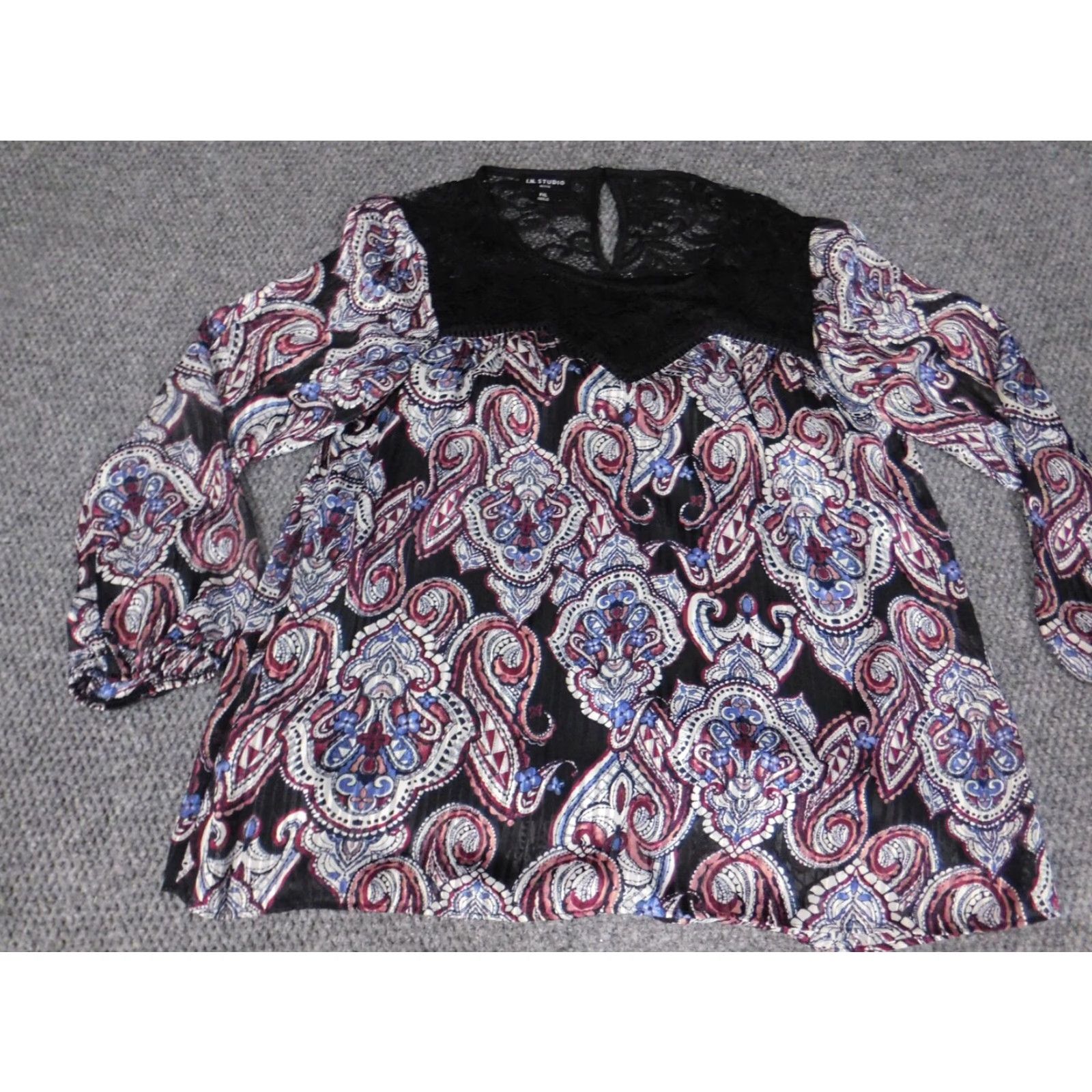 Vintage I.N. Studio Womens Blouse PXL Petites Purple Floral Pullover Size XL / US 12-14 / IT 48-50 - 3 Thumbnail