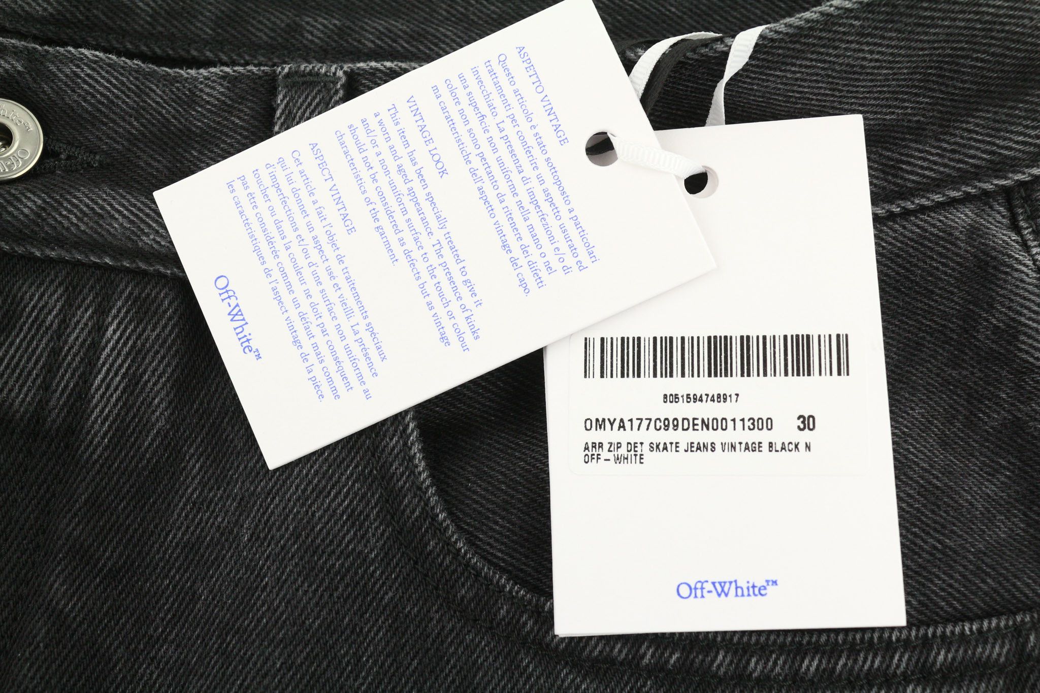 Off-White 30 Zip Detailed Skate Vintage Black Button Fly 81882 Size US 30 / EU 46 - 6 Thumbnail