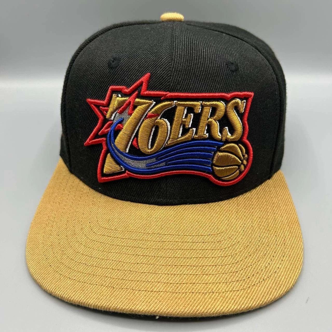 Mitchell & Ness Philadelphia 76ers NBA Hat Men Black Snap Back Cap Size ONE SIZE - 1 Thumbnail