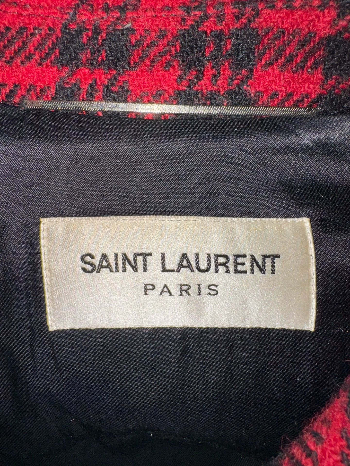 Saint Laurent Paris Saint Laurent SLP suede patchwork black and red plaid coat Size US M / EU 48-50 / 2 - 7 Thumbnail