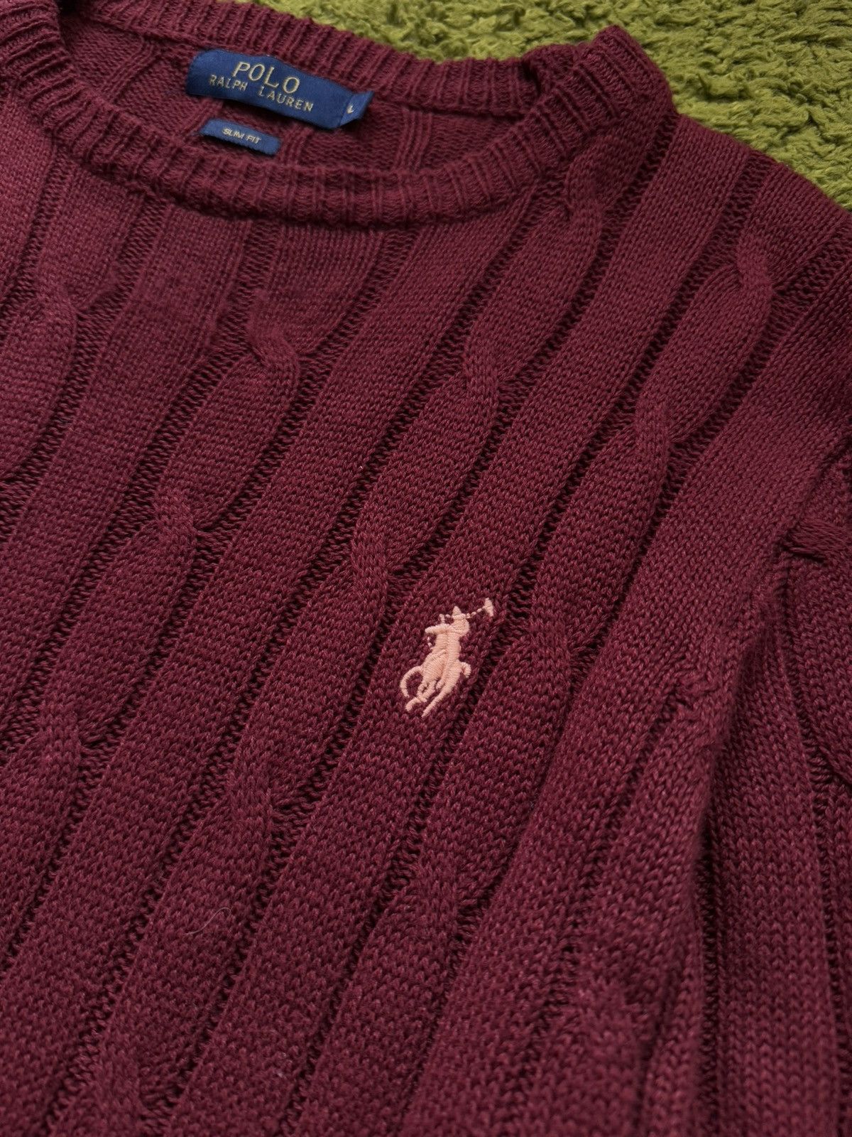 Polo Ralph Lauren Polo Ralph Lauren cable knit burgundy pullover sweater Size US L / EU 52-54 / 3 - 3 Thumbnail