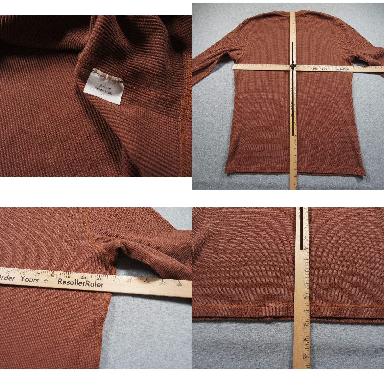 Vuori VUORI Shirt Mens XL Brown Waffle Knit Long Sleeve Crewneck Pullover Adult Size US XL / EU 56 / 4 - 8 Thumbnail