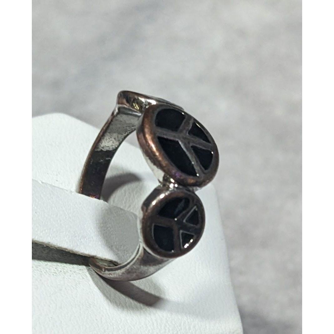 Other 90s Style Triple Peace Sign Black And Silver Tone Enamel Fil Size ONE SIZE - 3 Thumbnail