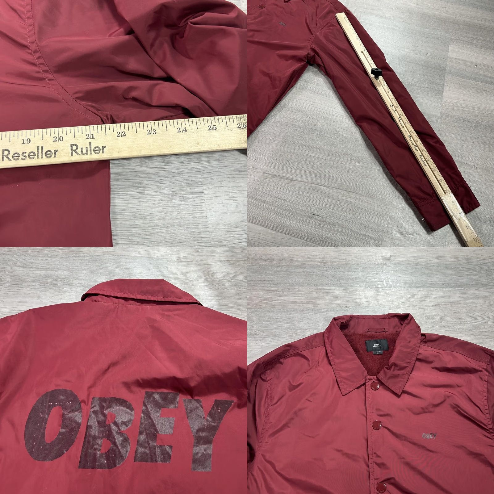 Obey Obey Jacket Mens Medium Red Lined Snap Front Windbreaker Coach Logo Streetwear Size US M / EU 48-50 / 2 - 8 Thumbnail