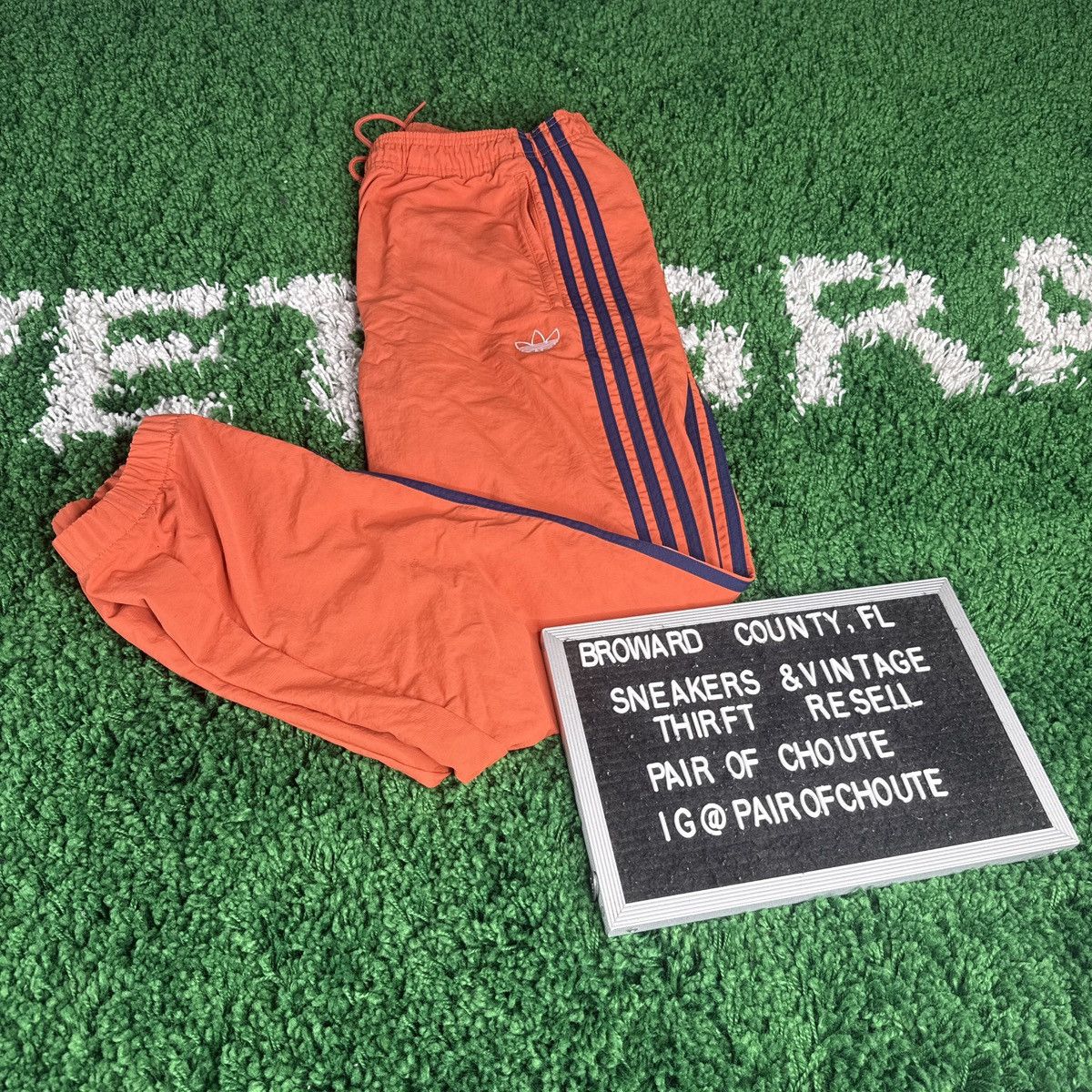 Adidas Adidas Originals Woven 3 Stripe Pants Orange & Navy Size US 34 / EU 50 - 1 Thumbnail