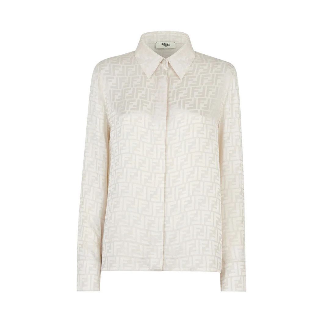 FENDI $1800 White FF Silk Shirt New & Authentic (Women's siz