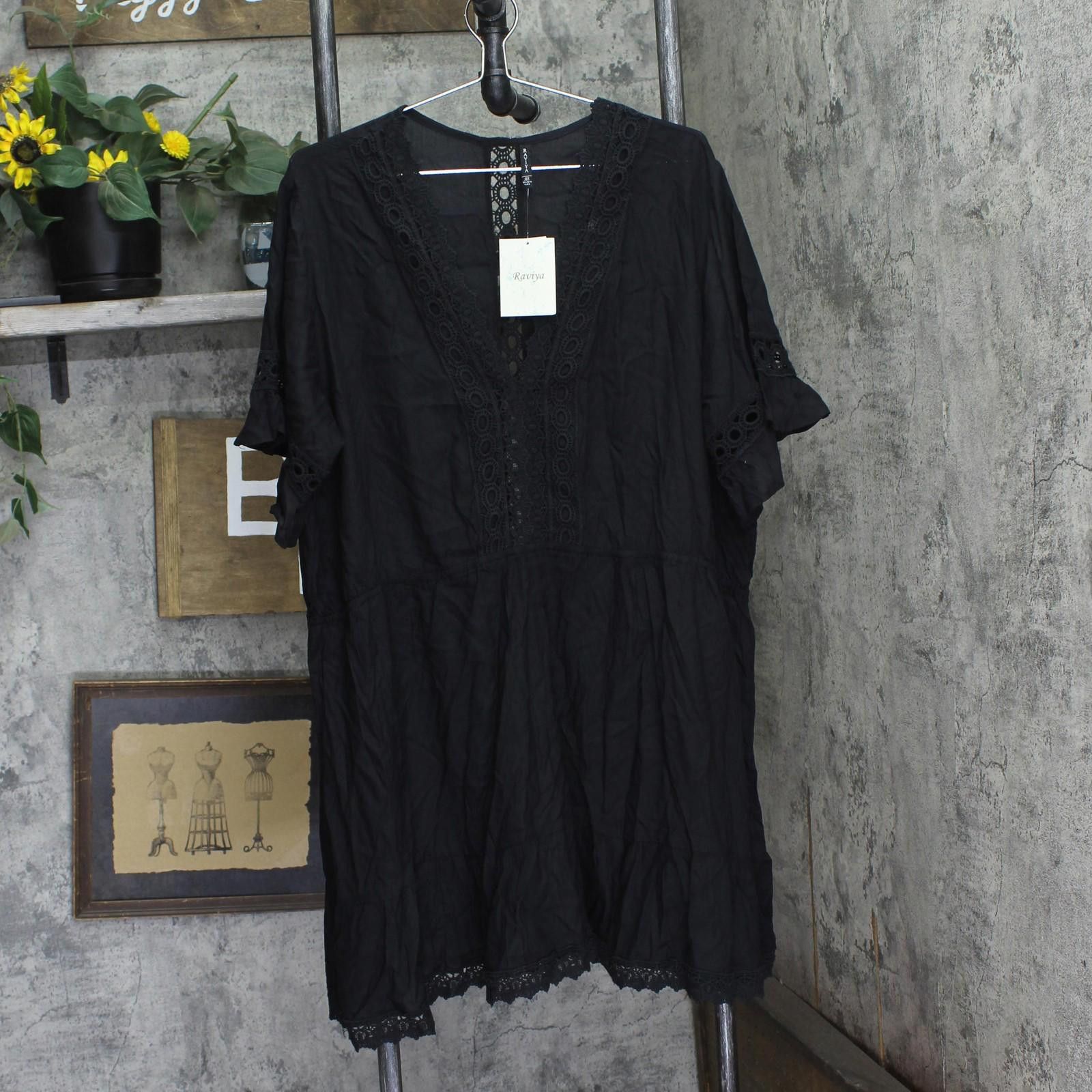 Other Nwt Raviya Size Lace-inset Mini Cover Up 76399x Black 0x Size ONE SIZE - 1 Thumbnail