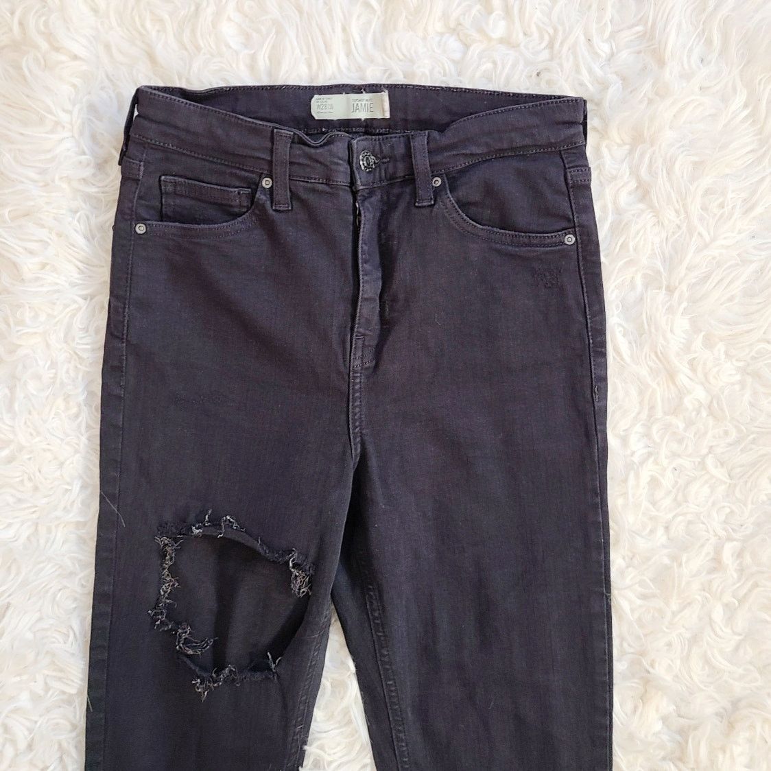 Topshop Topshop Moto Jamie black distressed skinny jeans w28 l30 Size 28" / US 6 / IT 42 - 7 Thumbnail
