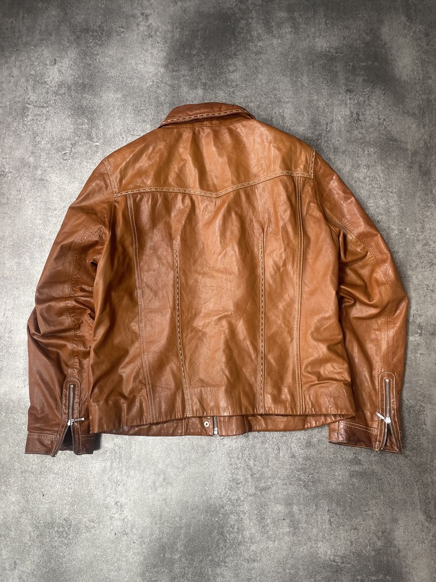 Vintage 🔥Offers🔥Vintage Y2K Real Genuine Leather Jacket Boxy Solid Size S / US 4 / IT 40 - 4 Thumbnail