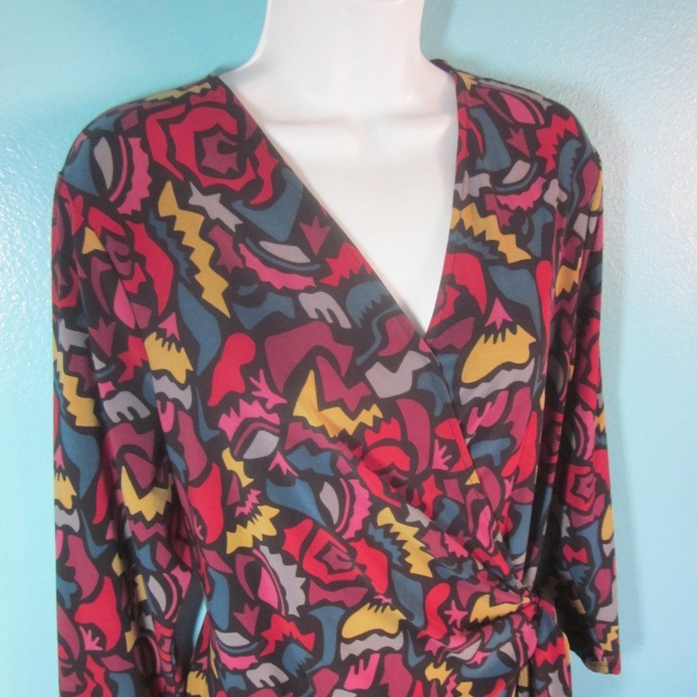 Anne Klein Anne Klein Faux Wrap Colorful Dress Size XL Size XL / US 12-14 / IT 48-50 - 10 Thumbnail