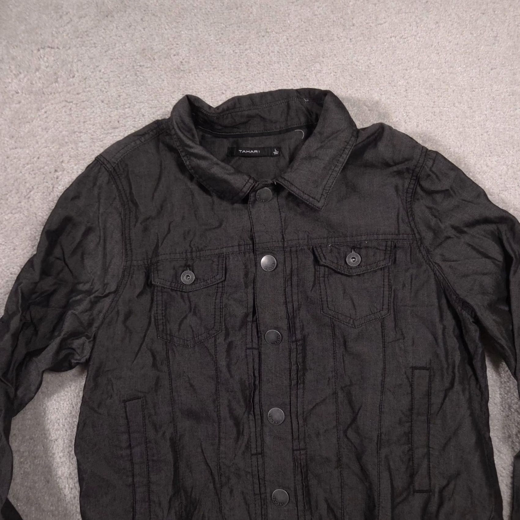 Vintage Tahari Jacket Womens Large Black Lyocell Twill Snap Front Casual Size L / US 10 / IT 46 - 4 Thumbnail