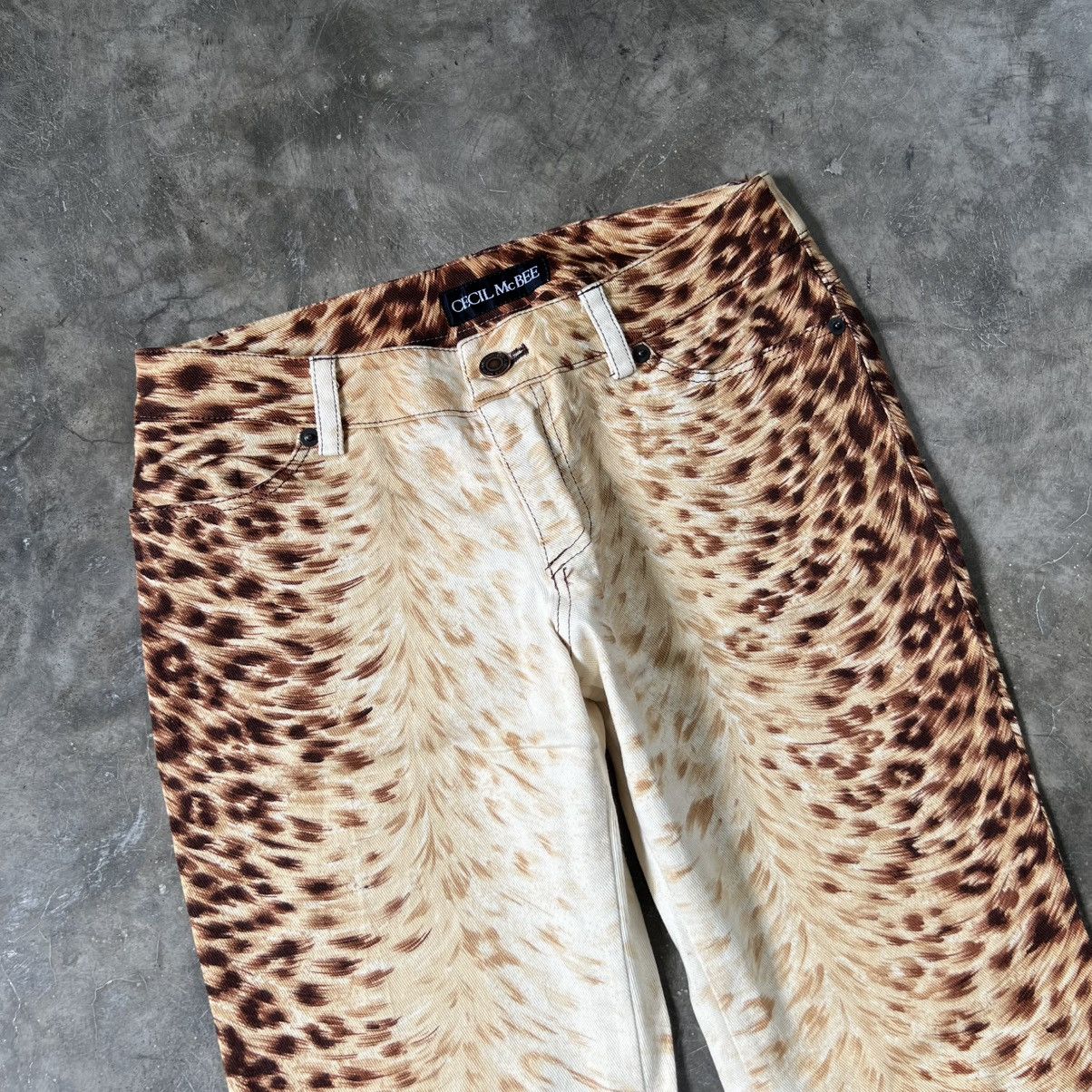 Just Cavalli 2000s Cecil Mc Bee Leopard Flare Pants Size 26" / US 2 / IT 38 - 3 Thumbnail