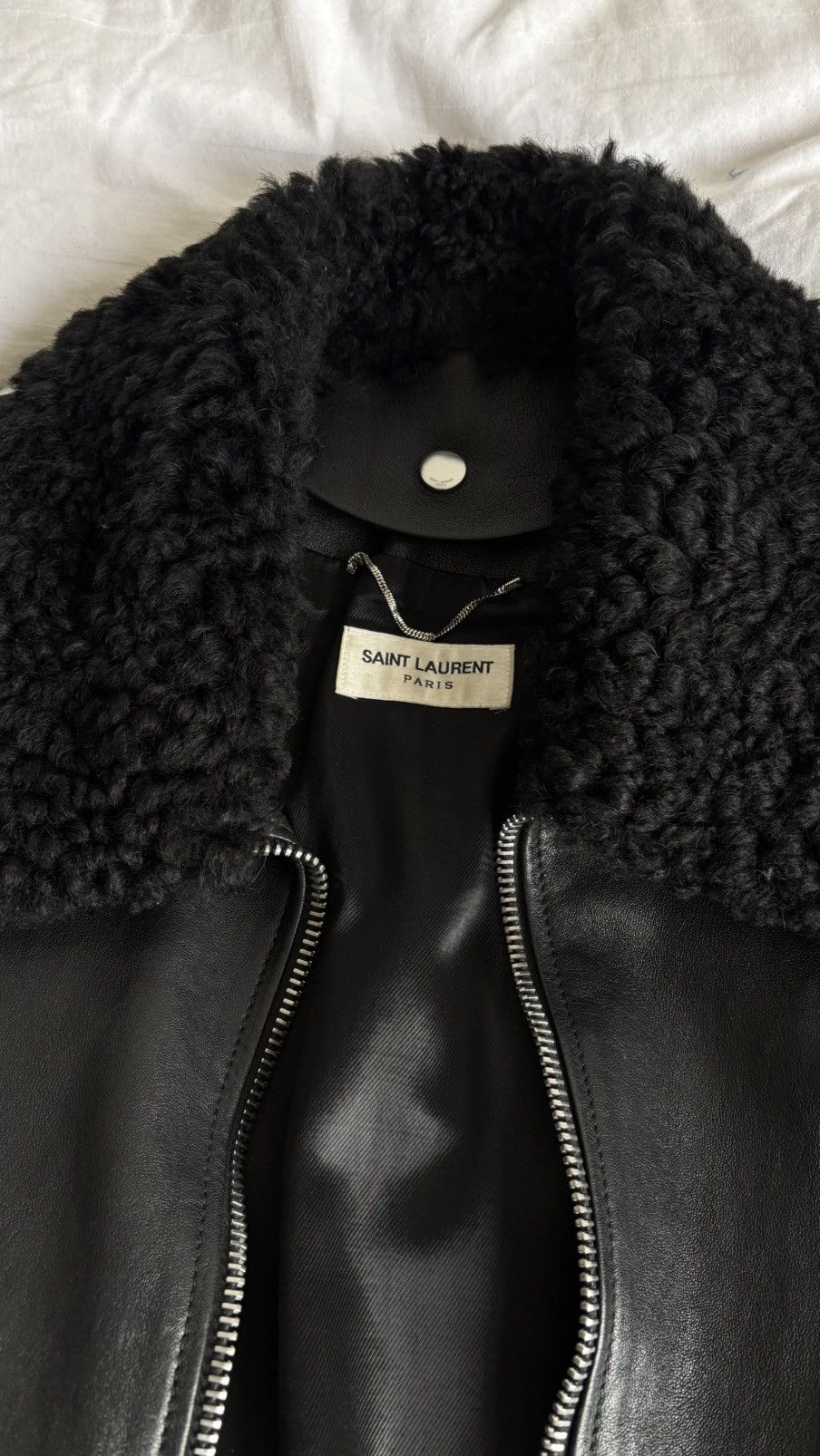 Hedi Slimane × Saint Laurent Paris Saint Laurent Aviator leather jacket w/ fur collar Size US M / EU 48-50 / 2 - 9 Thumbnail