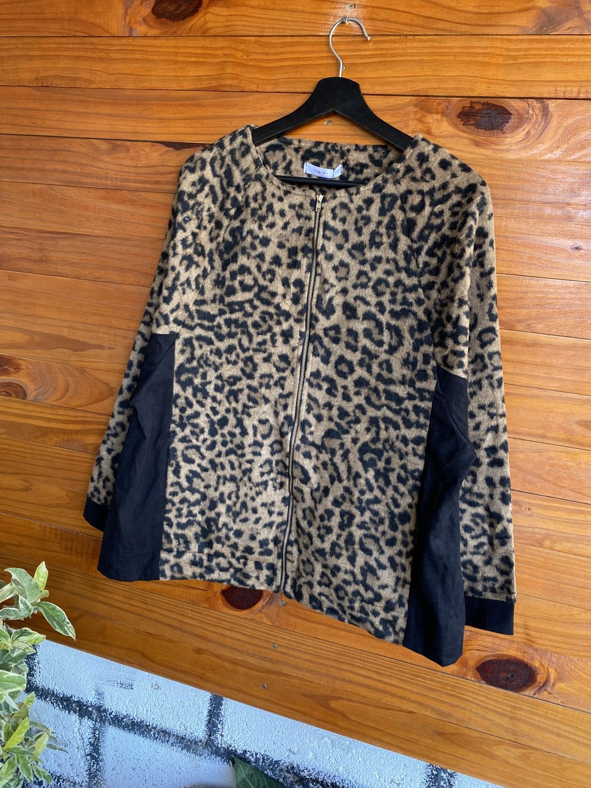 Japanese Brand Silent Worth Leopard Print Wool Blend Zip Jacket Women Size M / US 6-8 / IT 42-44 - 4 Thumbnail