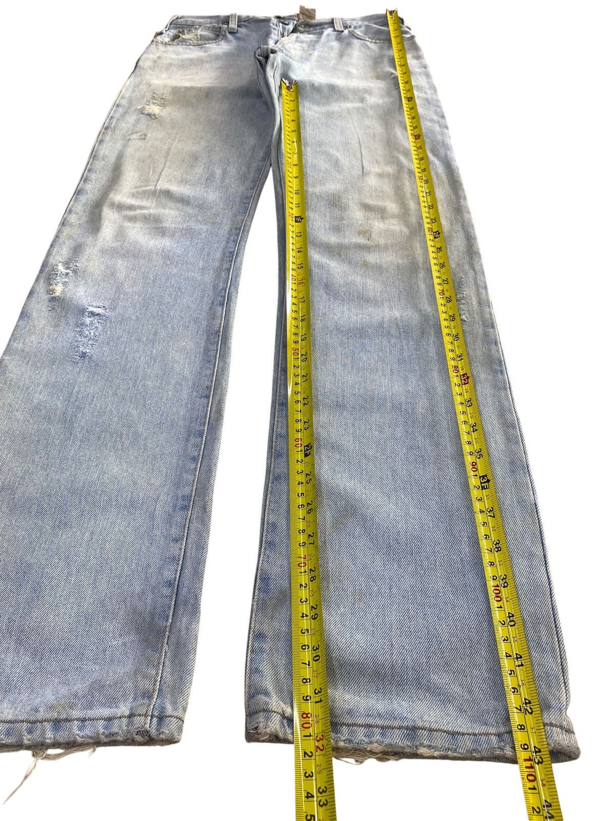 Armani Armani Acid Light Wash Ripped Style Straight Jeans Size US 30 / EU 46 - 7 Thumbnail
