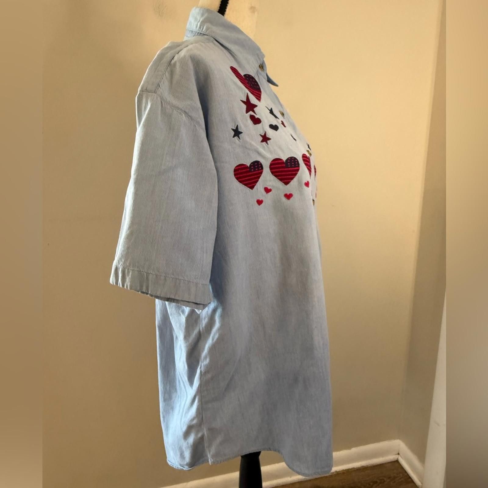 Other Radical Rags denim embroidered heart flag stars top SZ XL Size XL / US 12-14 / IT 48-50 - 2 Thumbnail