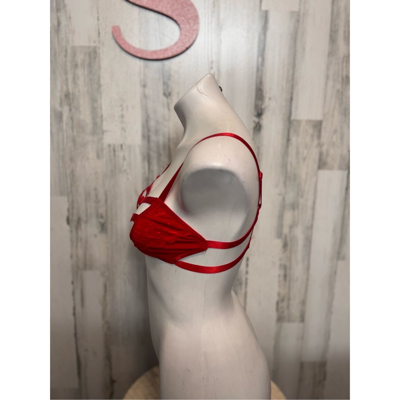 Other PrettyLittleThing Red Strappy Cutout Bra - Size S Size ONE SIZE - 4 Thumbnail