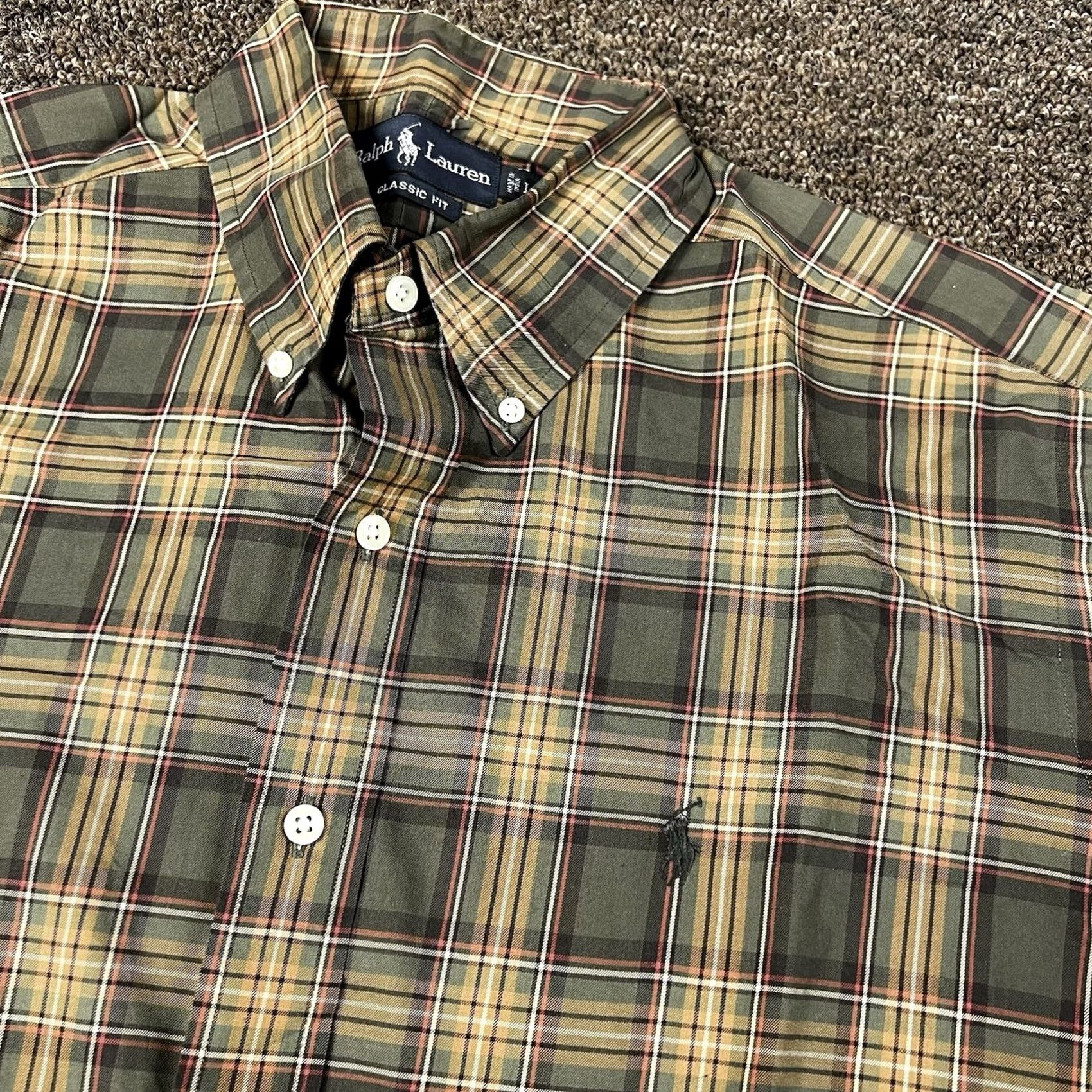 Ralph Lauren Ralph Lauren Button Down Shirt Mens Large Green Plaid Pony Classic Fit Cotton Size US L / EU 52-54 / 3 - 4 Thumbnail