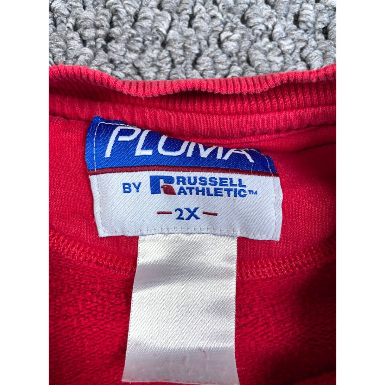 Russell Athletic VINTAGE Distressed Russell Athletic Pluma Sweatshirt Adult 2X Red Crewneck Heavy Cotton-Polyester Blend Mens Sweatshirt 90s Retro Size US XXL / EU 58 / 5 - 3 Thumbnail
