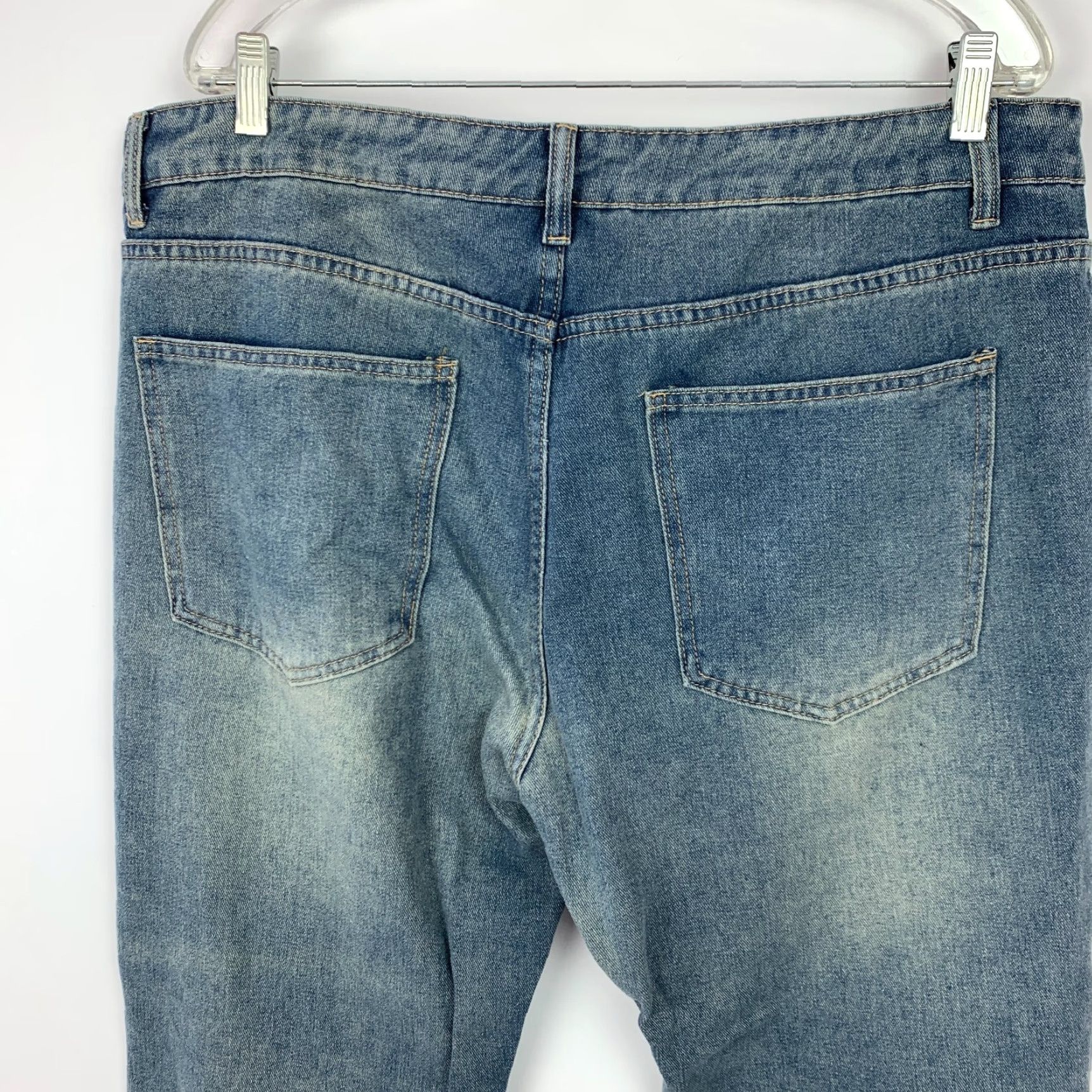 Shein G&J Destroyed Ripped Blue Jeans Size 38 Jeans Men Cotton Blend Denim 30 In Inseam Regular Stretch 85% Cotton 15% Polyester Blue Size US 38 / EU 54 - 5 Thumbnail