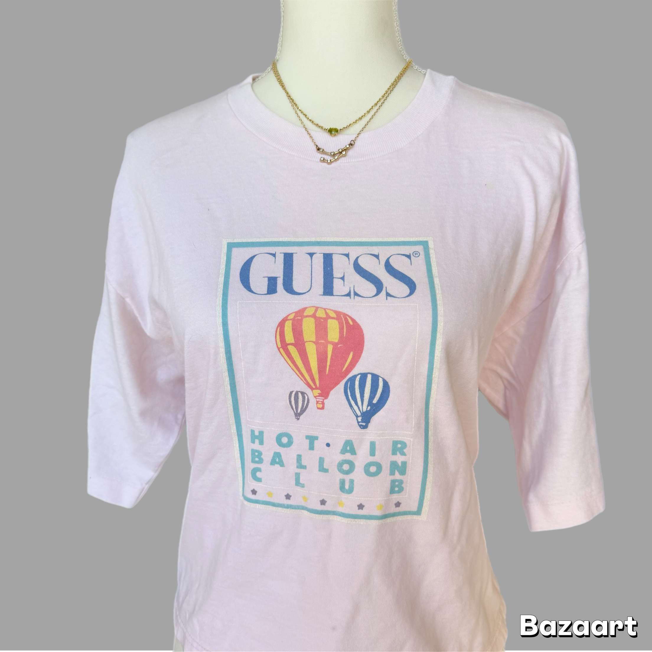 Guess 90s Pink GUESS Hot Air Balloon Club Graphic Print Crop Top Size XL / US 12-14 / IT 48-50 - 5 Thumbnail