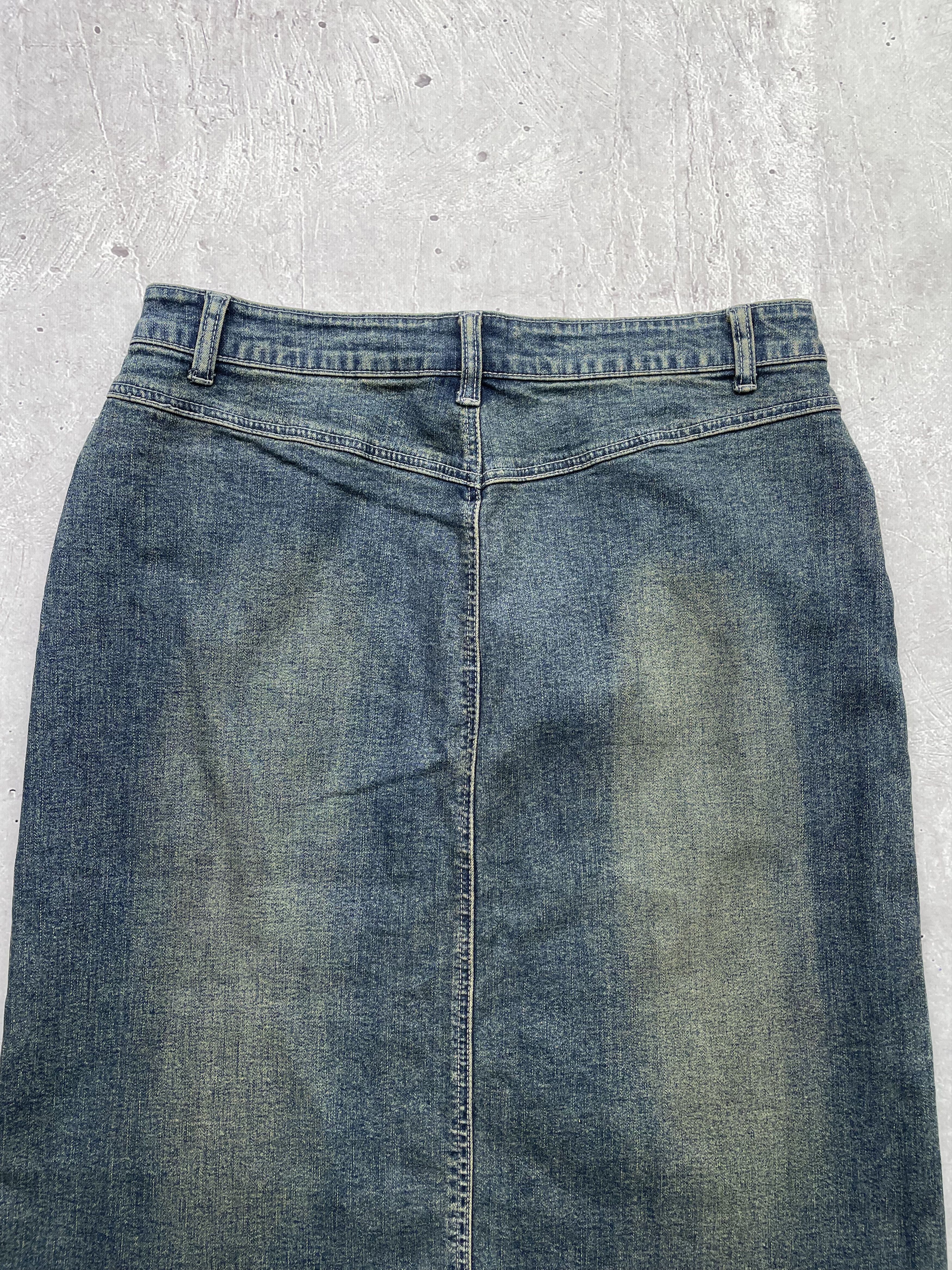 Vintage Vintage Denim Velour Midi Skirt Size 26" / US 2 / IT 38 - 8 Thumbnail