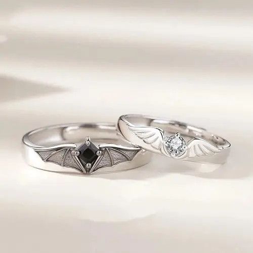Jewelry Angel Demon Couple Rings Size ONE SIZE - 3 Thumbnail