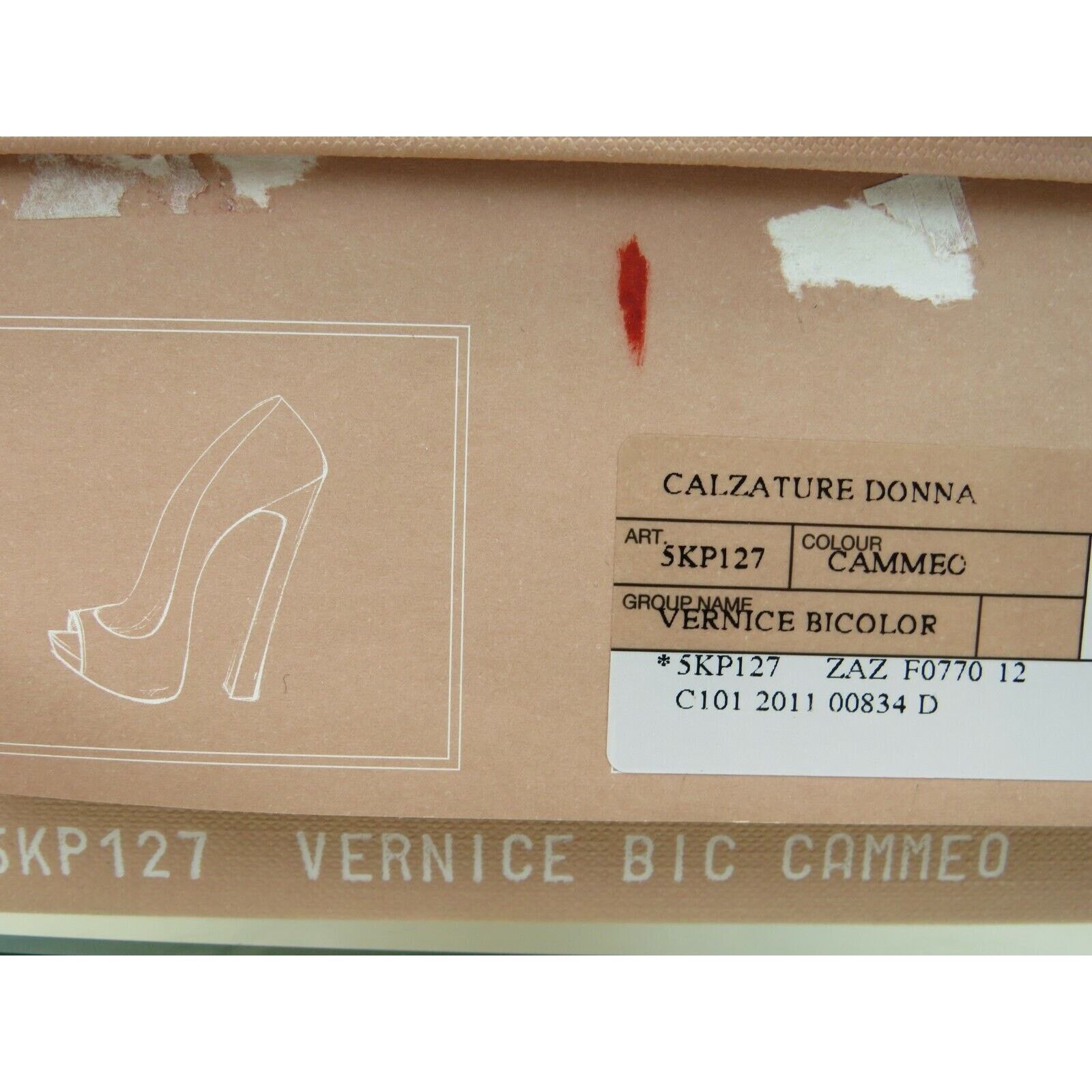 Miu Miu 5KP127 CAMEL BLACK PATENT LEATHER PEEP TOE PUMPS 39.5 ITALY Size US 9.5 / IT 39.5 - 10 Thumbnail