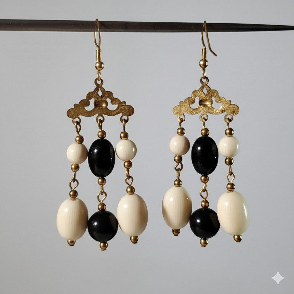 Other Ivorine 3" Chandelier Earrings Vintage Dangle Beaded Melon Size ONE SIZE - 2 Thumbnail