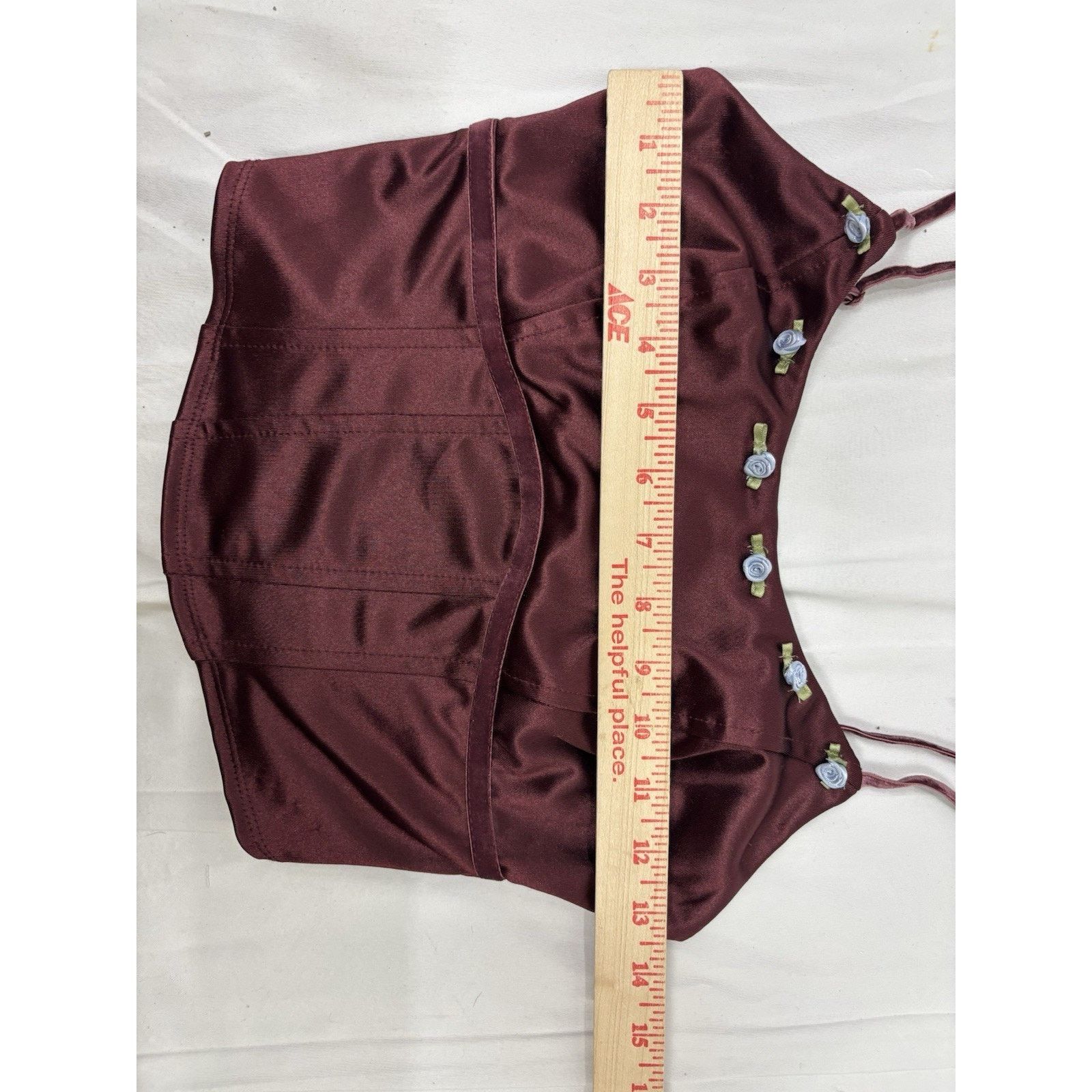 Target Basics Wild Fable Burgundy Silky Corset Tank Top Rosettes XXS Size XXS / US 00 / IT 34 - 4 Thumbnail