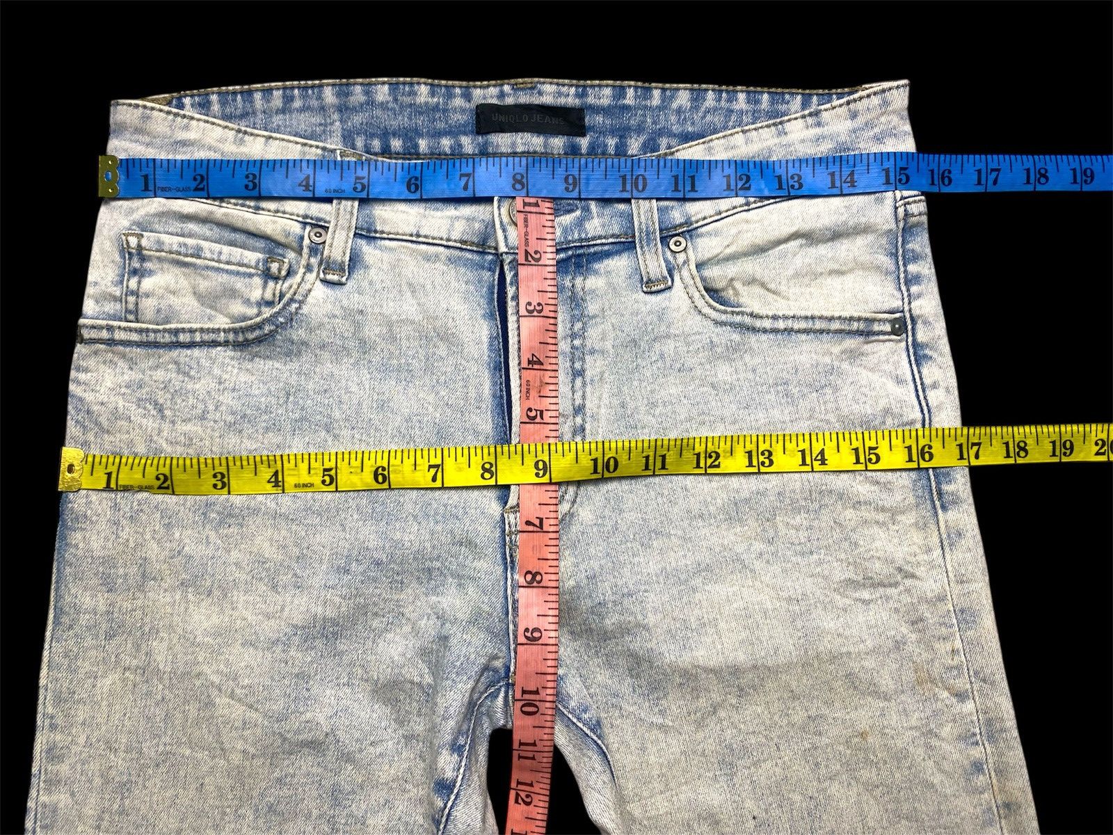 Japanese Brand Skinny Acid Wash Uniqlo Jeans Size 34" / US 12 / IT 48 - 4 Thumbnail