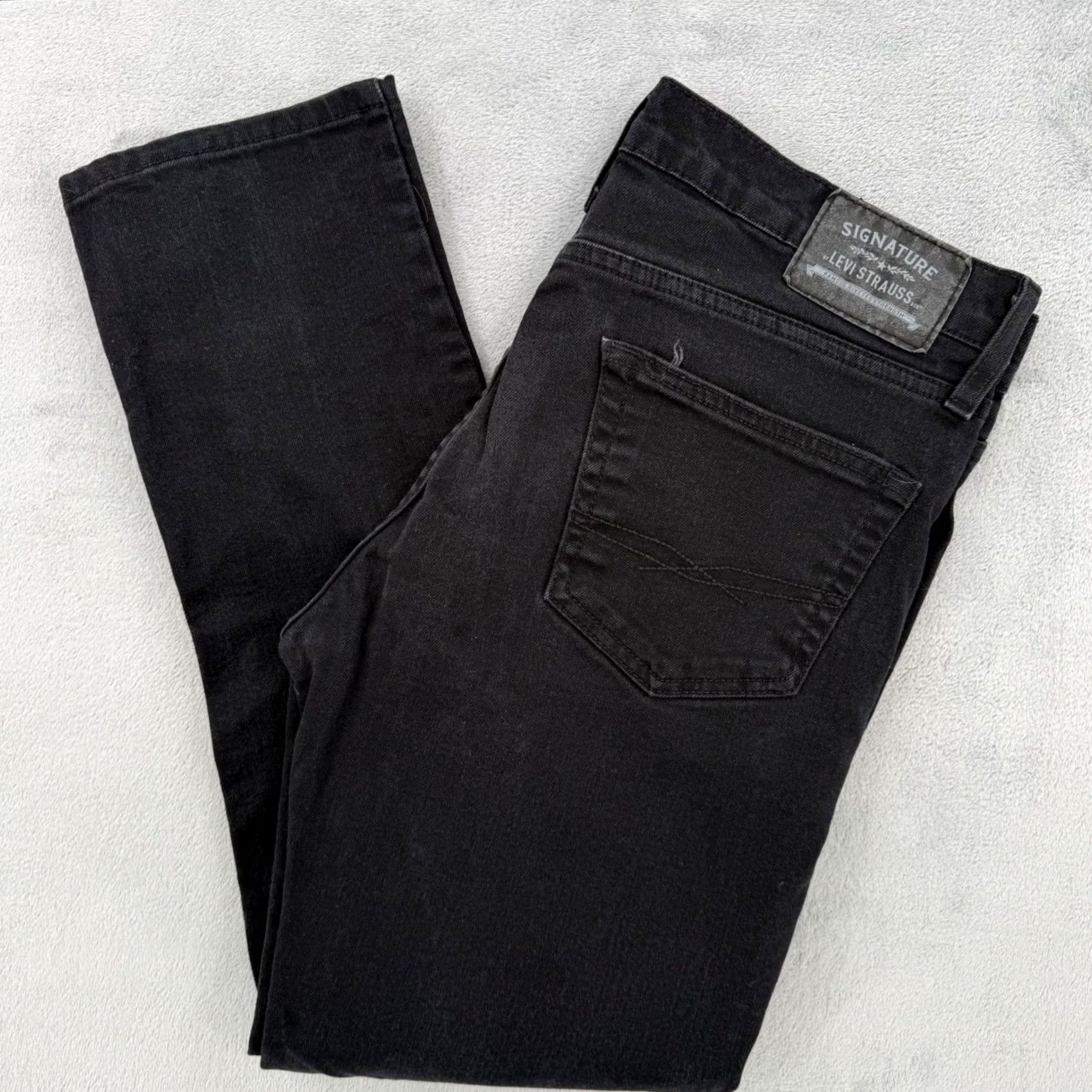 Vintage Signature Levi Strauss Skinny Jeans Mens Black Denim Mid Rise Size W 33 L30 Size 24" / US 00 / IT 34 - 2 Thumbnail