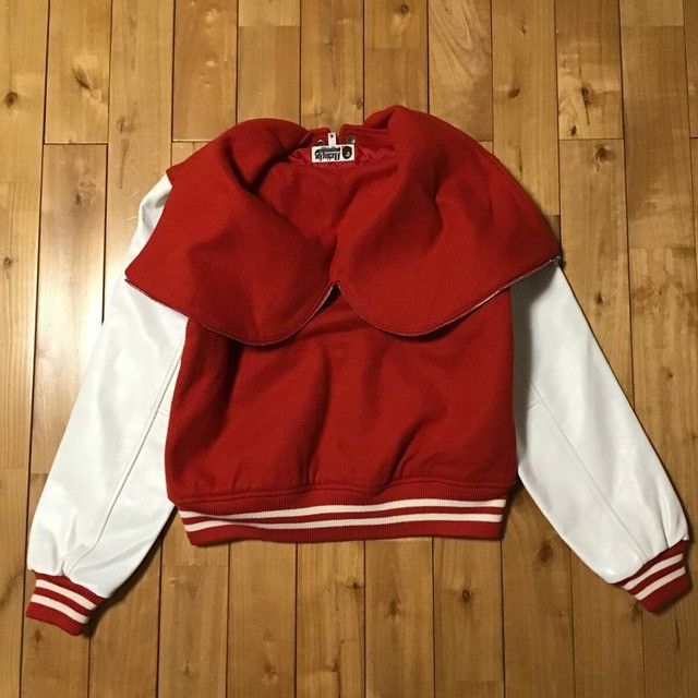 Bape BAPE Leather Sleeve Shark Hoodie Varsity Jacket APE NIGO Size US M / EU 48-50 / 2 - 3 Thumbnail