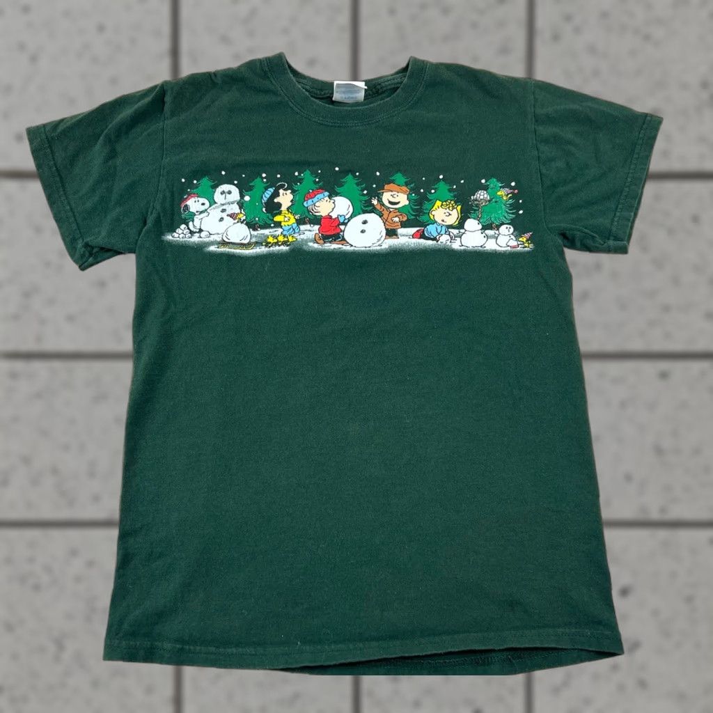 Peanuts VINTAGE Peanuts Charlie Brown Green T-Shirt Christmas Snowman Size S Shrug? (No extra words) Size US S / EU 44-46 / 1 - 1 Thumbnail