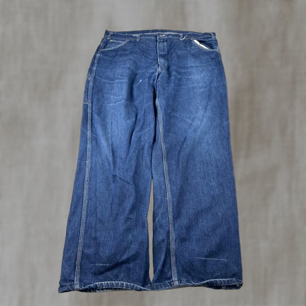Vintage VINTAGE Key Jeans Mens 41x29 Denim Carpenter Workwear Utility Pockets Blue 60s Size US 41 - 1 Thumbnail