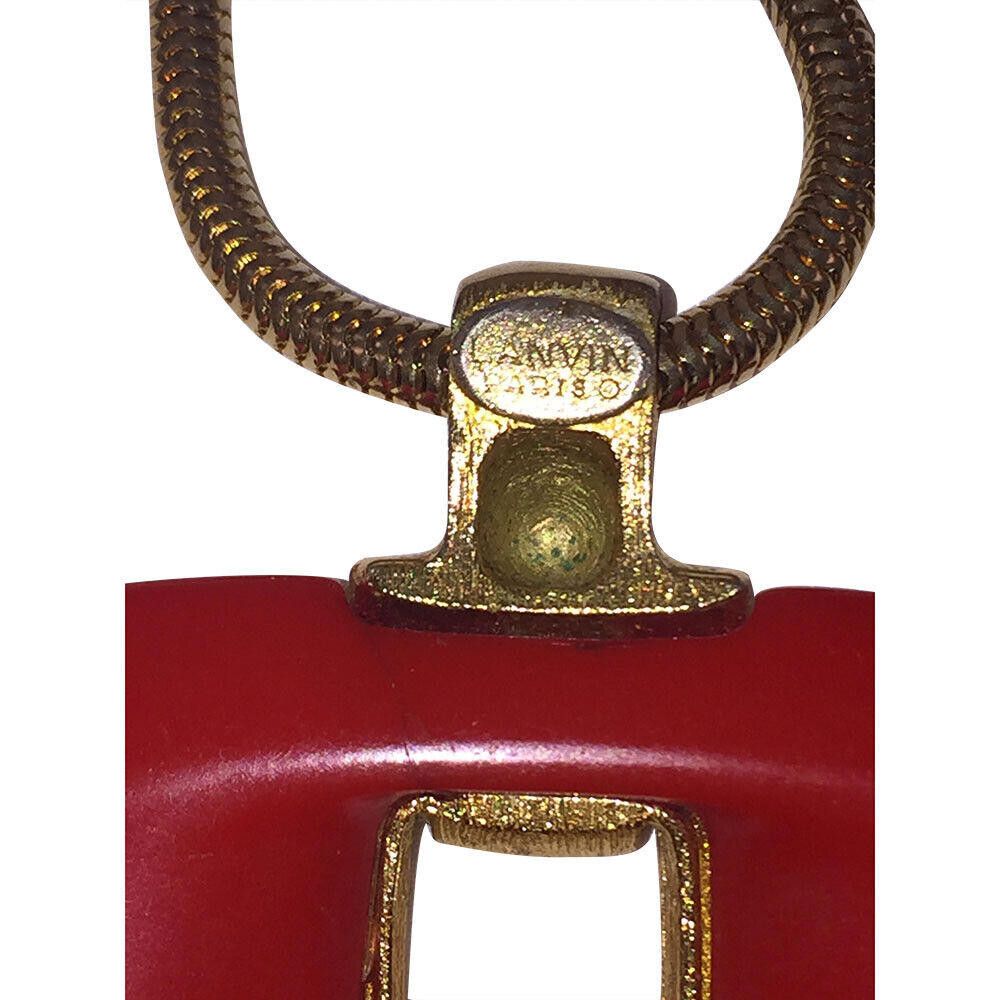 Lanvin Lanvin Large Square Red and Gold Pendant Necklace Size ONE SIZE - 5 Thumbnail
