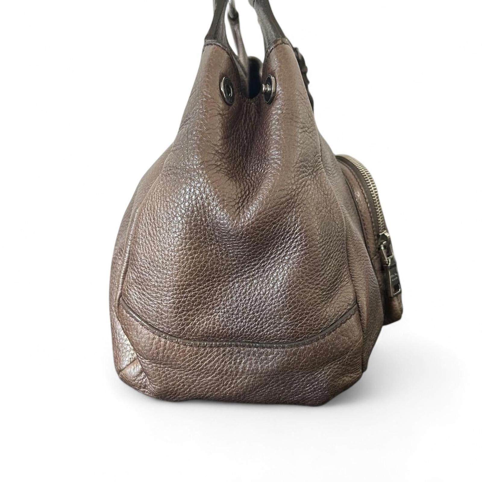 Prada Prada - Brown Leather Handbag Front Pocket Size ONE SIZE - 4 Thumbnail