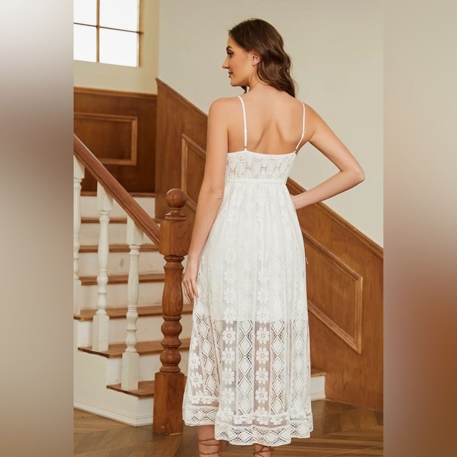Other New White Beach Boho Midi V-Neck Casual Lace Dress size S Size S / US 4 / IT 40 - 9 Thumbnail