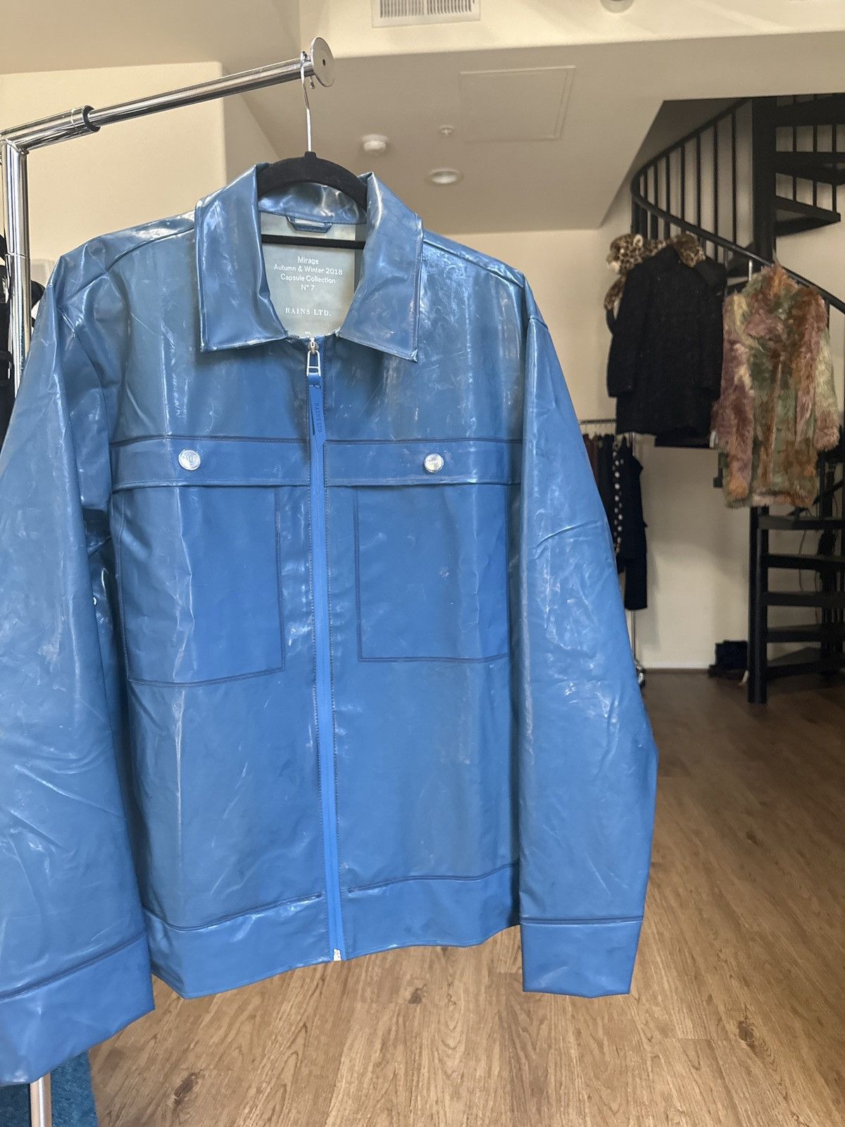 image of Rains Fw18 Mirage Rain Jacket in Blue, Men's (Size Large)