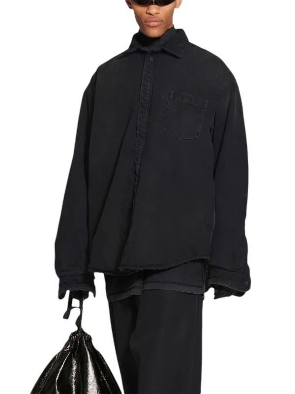 Balenciaga “Mud Show” Silk Padded Double Layer Heavy Denim Work Shirt Size US M / EU 48-50 / 2 - 4 Thumbnail