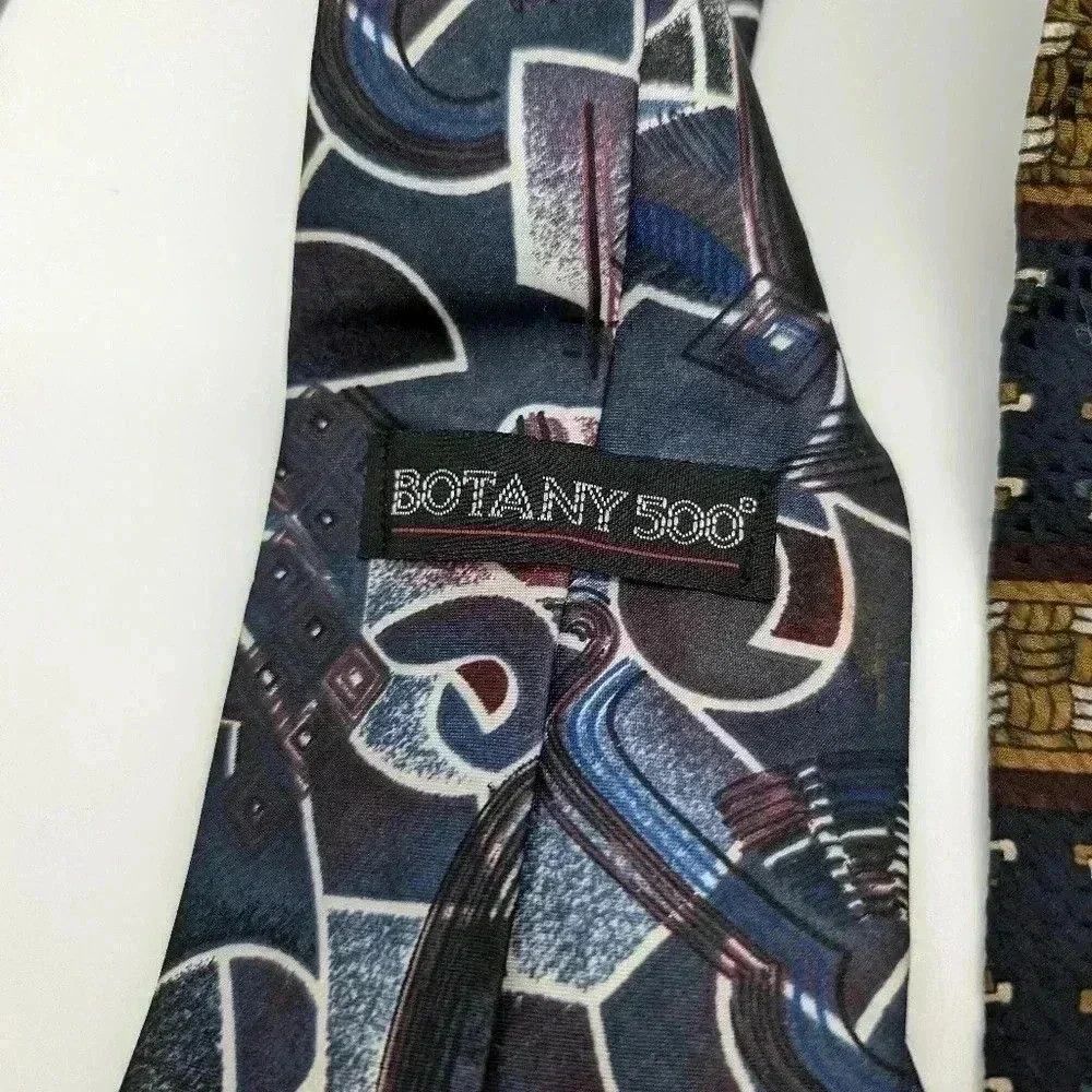 Vintage 4 Blue Vintage Ties Botany 500, Chez Roffe, Town craft WIDE Size ONE SIZE - 6 Thumbnail