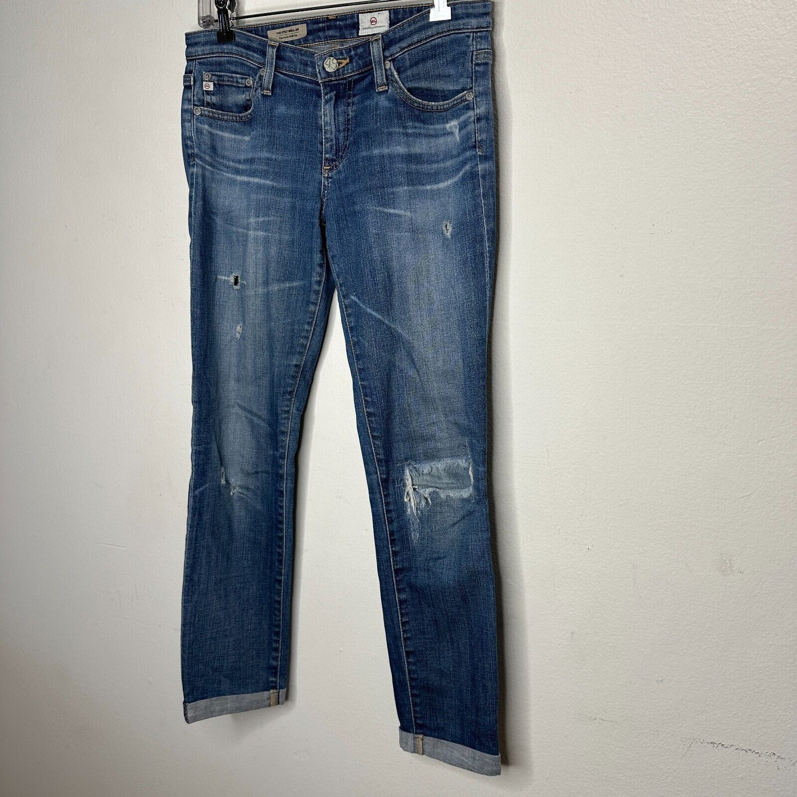 AG Adriano Goldschmied Revolve AG Flyaway The Stilt Cigarette Distressed Jean 27 Size 27" / US 4 / IT 40 - 3 Thumbnail