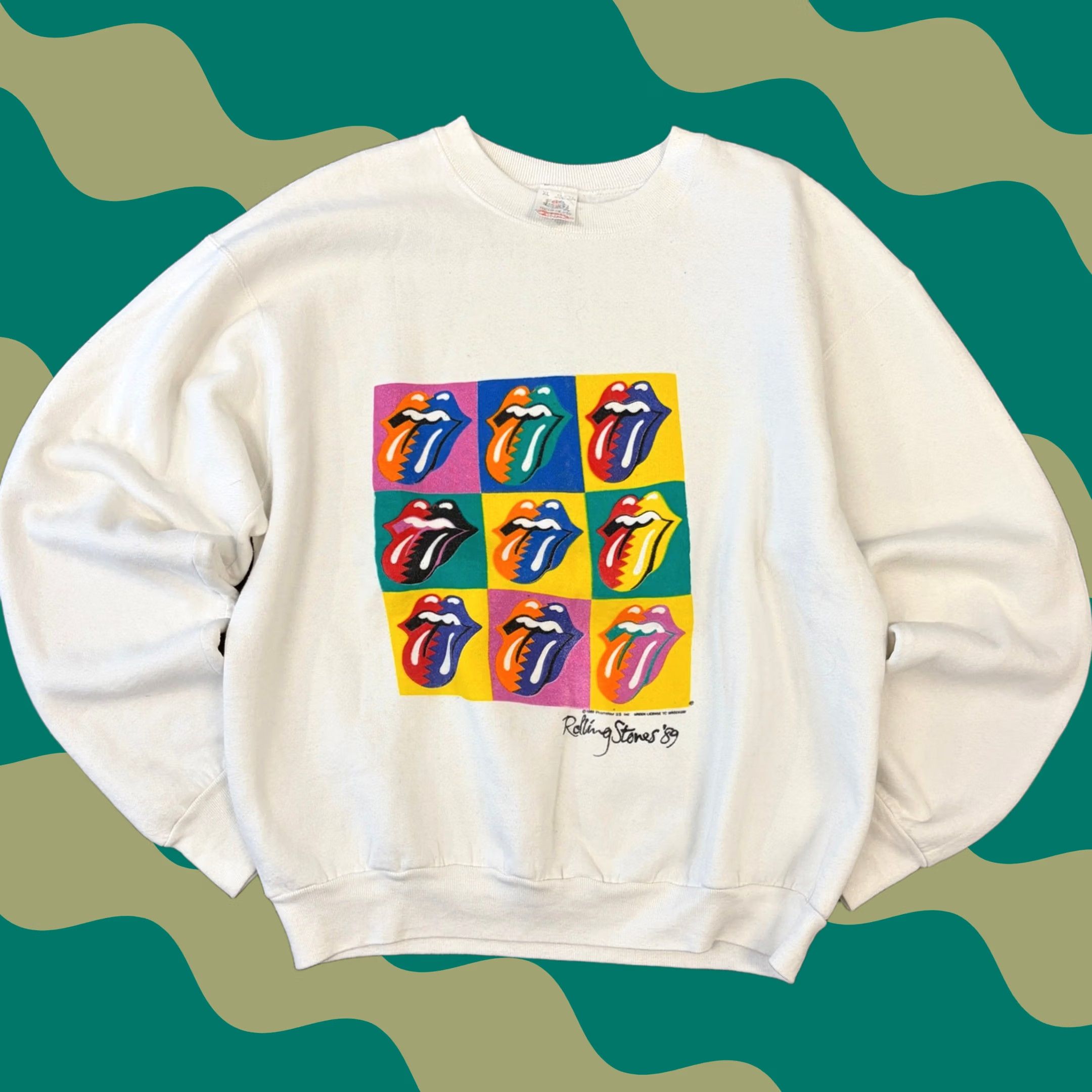 Vintage VINTAGE Rolling Stones North American Tour Andy Warhol Sweatshirt Crew XL Men White Size US XL / EU 56 / 4 - 1 Thumbnail