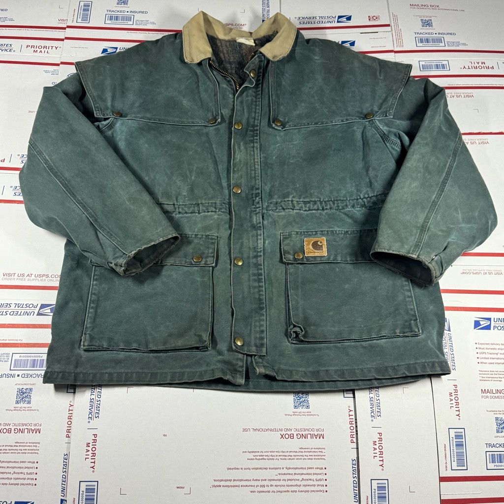 Carhartt Vintage MADE IN USA Carhartt Work Coat Green Barn Jacket Size US L / EU 52-54 / 3 - 1 Thumbnail