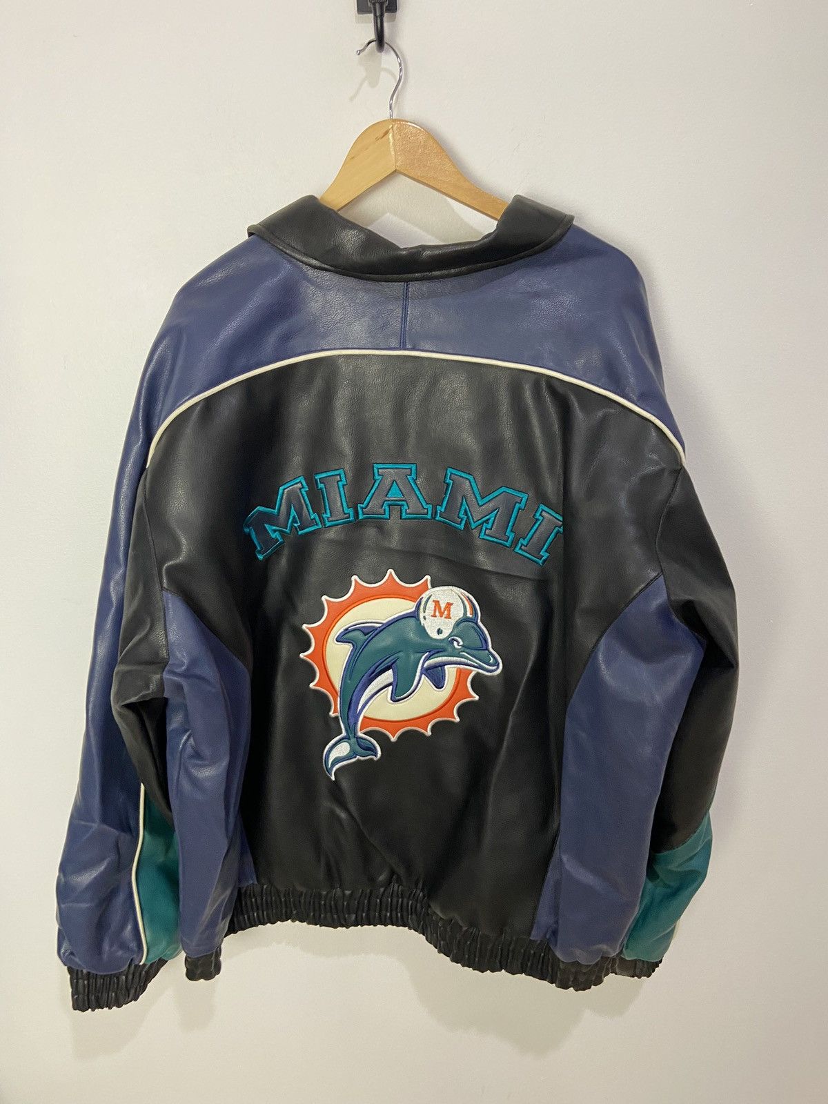 NFL × Vintage 90’s Miami Dolphins leather jacket Size US XL / EU 56 / 4 - 2 Thumbnail